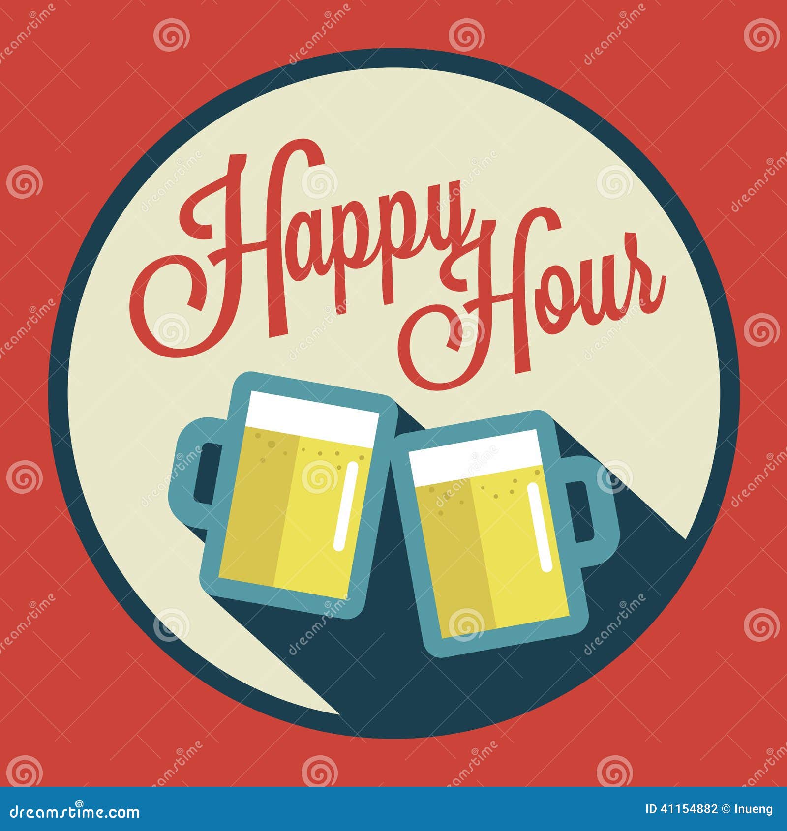 happy hour  with beer over vintage background