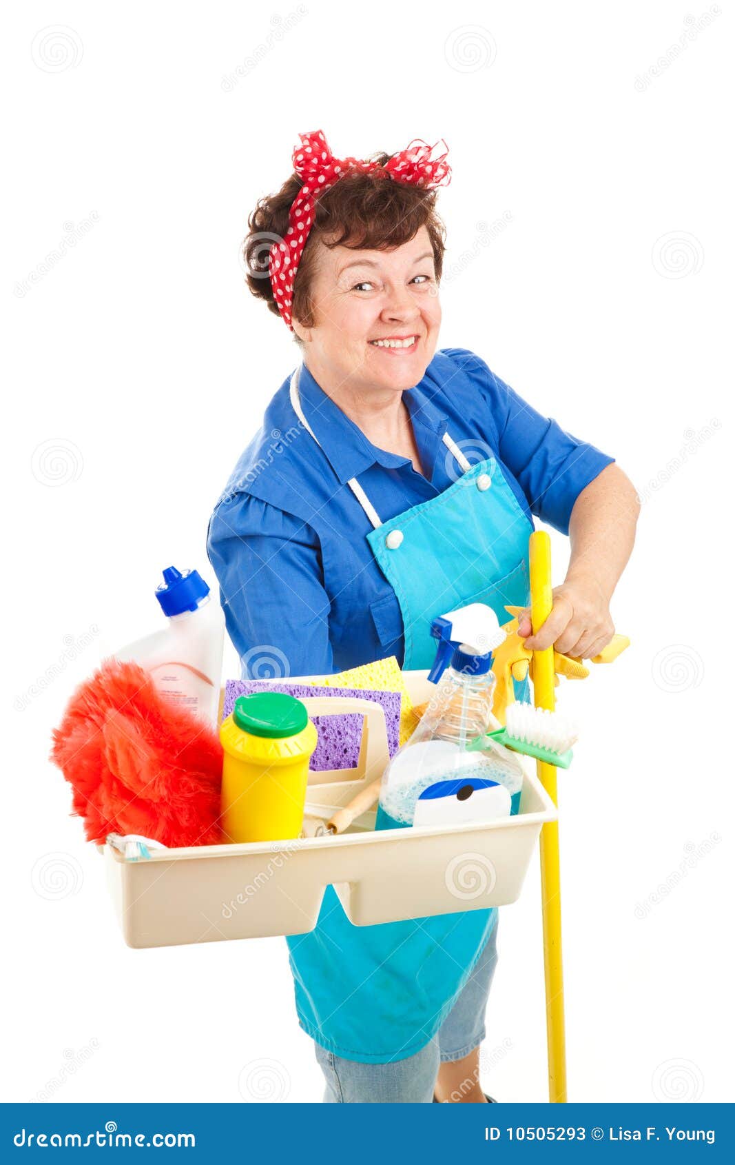 Happy Housekeeper stock image. Image of broom, mature - 10505293