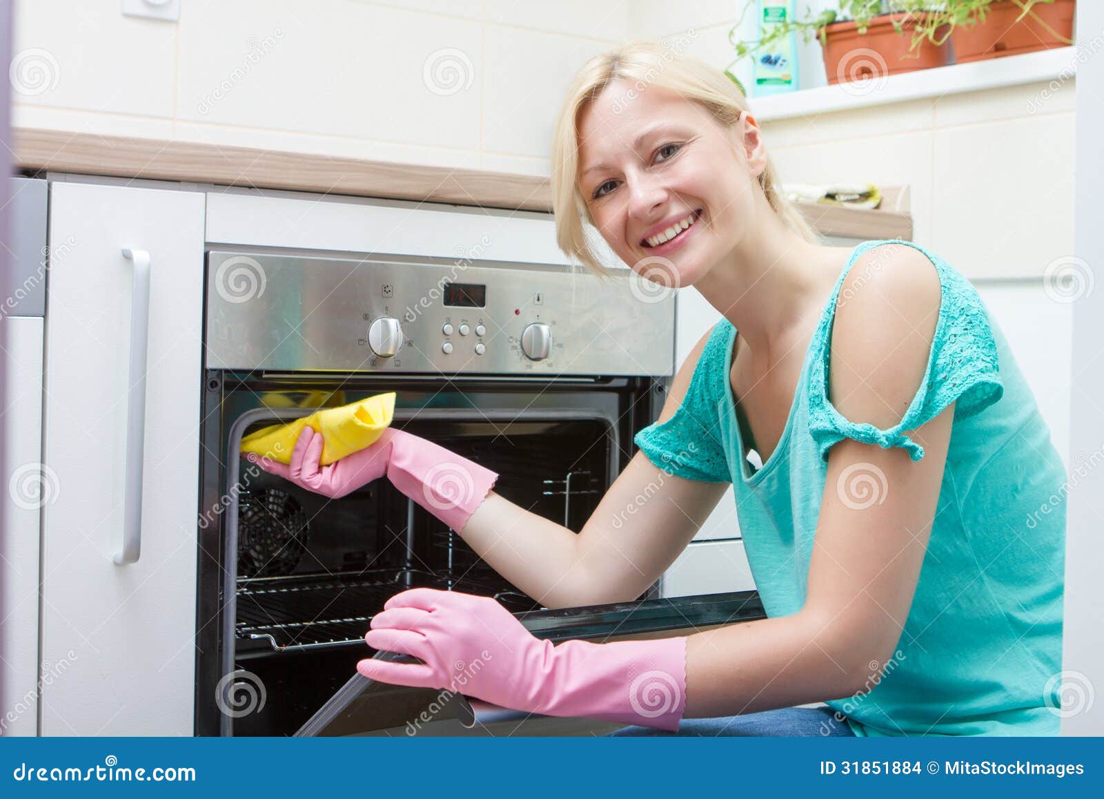 Happy Housewife Cleaning Stock Images Image 31851884