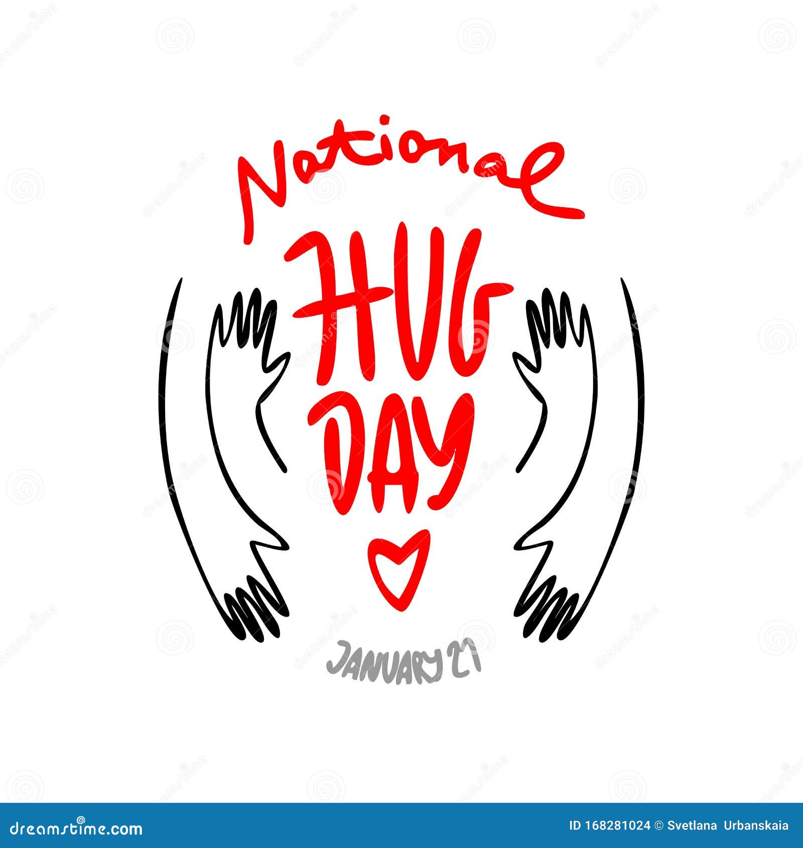 Happy Hug Day. Illustration of a Banner for National Hug Day. Hands