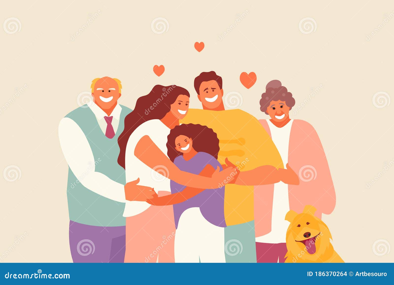 Happy Hugging Family Vector Illustration Stock Vector - Illustration of