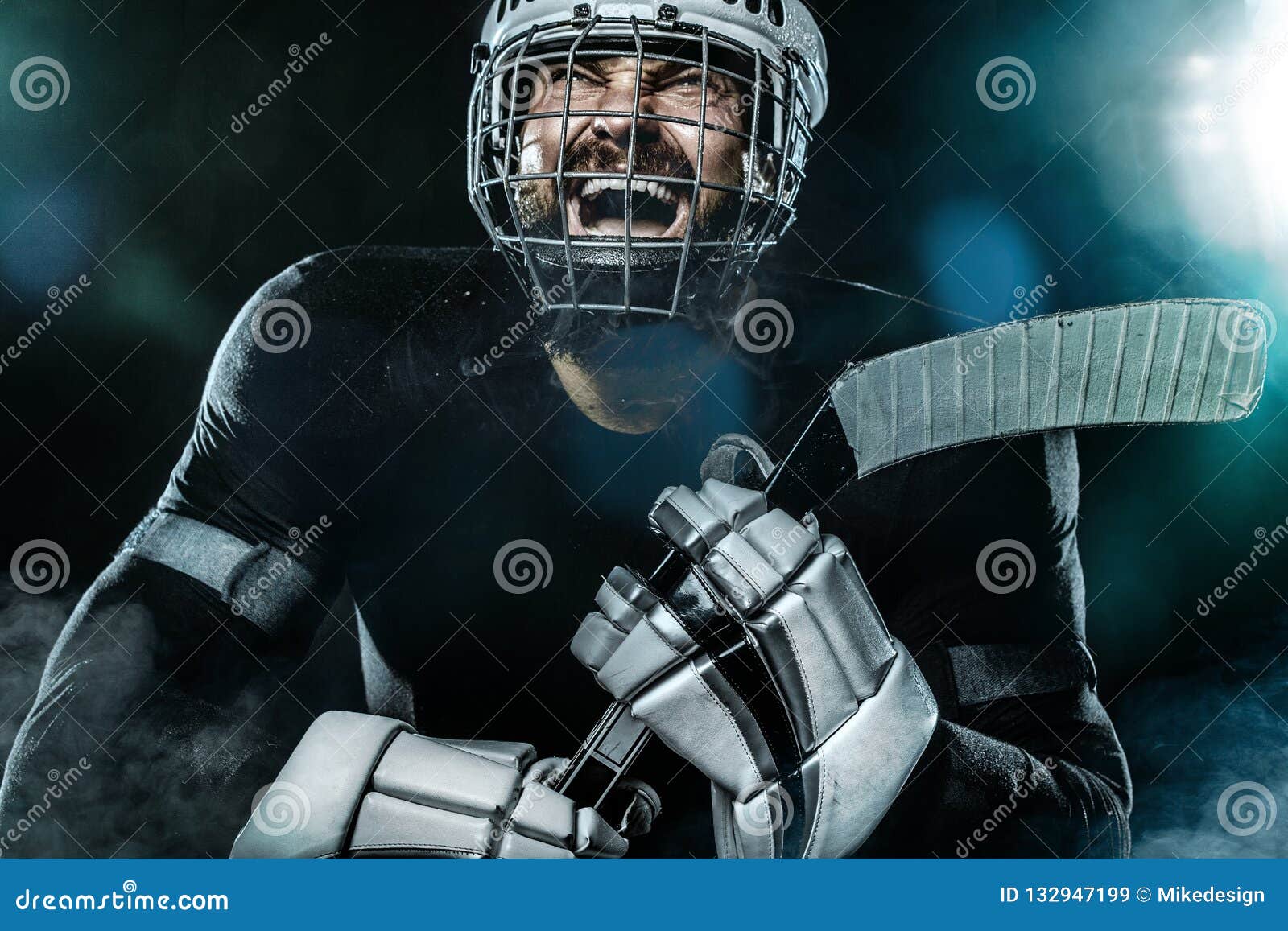 Happy Ice Hockey Player Man In The Mask And Gloves On Stadium With Stick Celebrates Victory Male Closeup Portrait Stock Image Image Of Equipment Player Happy Ice Hockey Player Man In The Mask And Gloves On Stadium With Stick Celebrates Victory Male Closeup Portrait Stock Image Image Of Equipment Player
