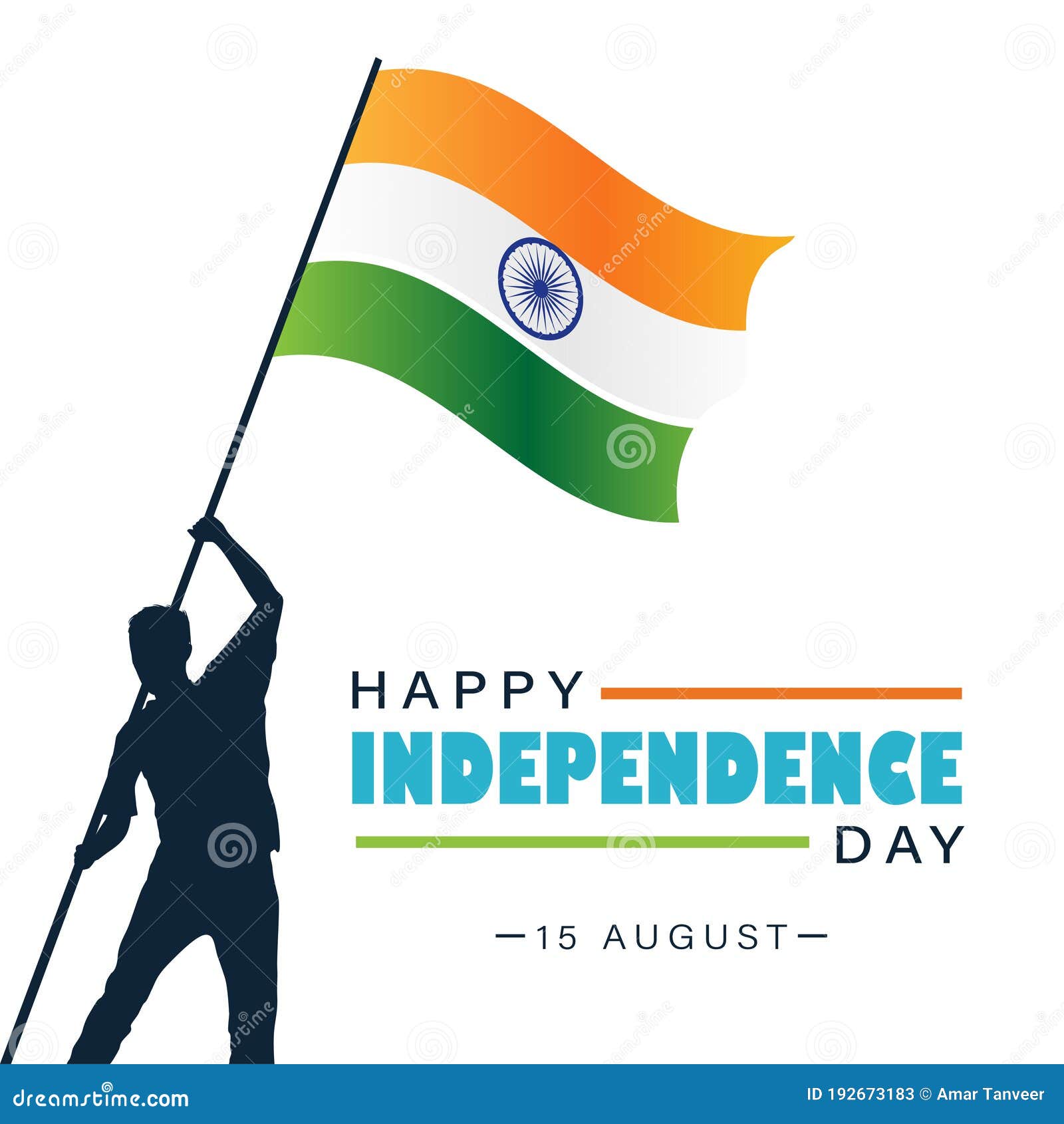 Happy Independence Day India, 15 August, Man Hoisting Indian Flag Greeting  Poster, Illustration Vector Stock Vector - Illustration of concept,  culture: 192673183