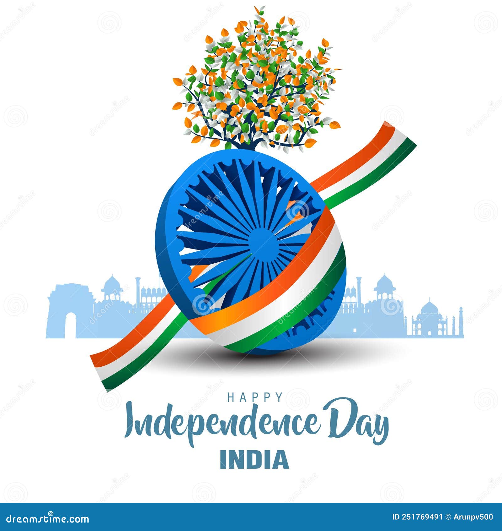 Happy Independence Day India.15th August Background Stock Vector