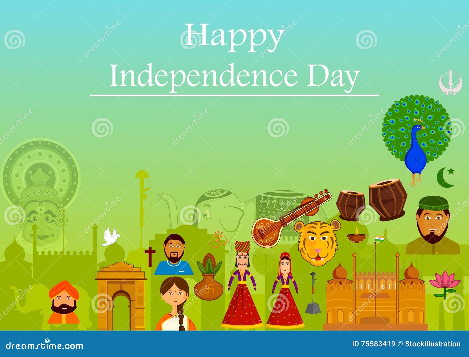 Happy Independence Day of India Stock Vector - Illustration of design ...