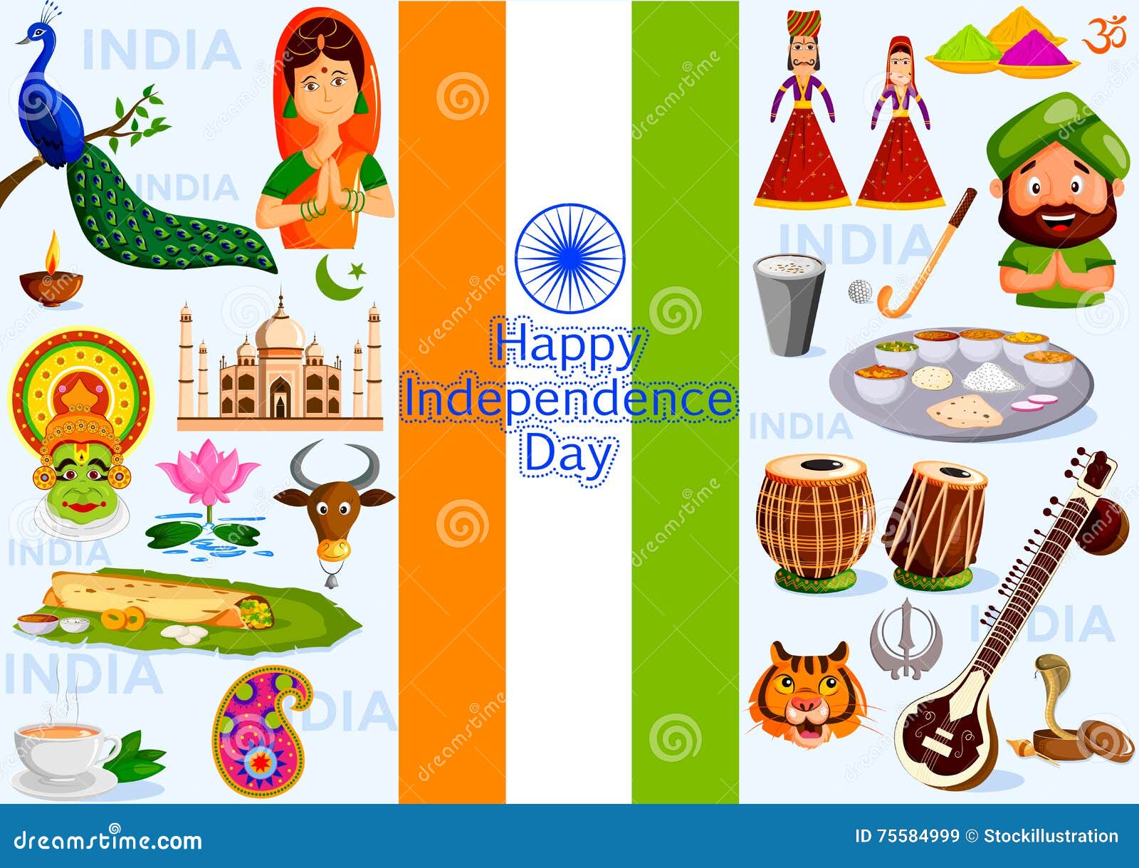 Happy Independence Day of India Stock Vector - Illustration of ...