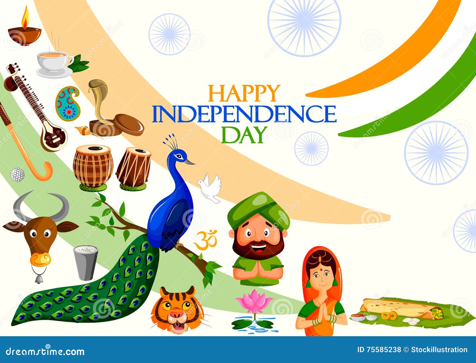 Happy Independence Day of India Stock Vector - Illustration of freedom,  independence: 75585238