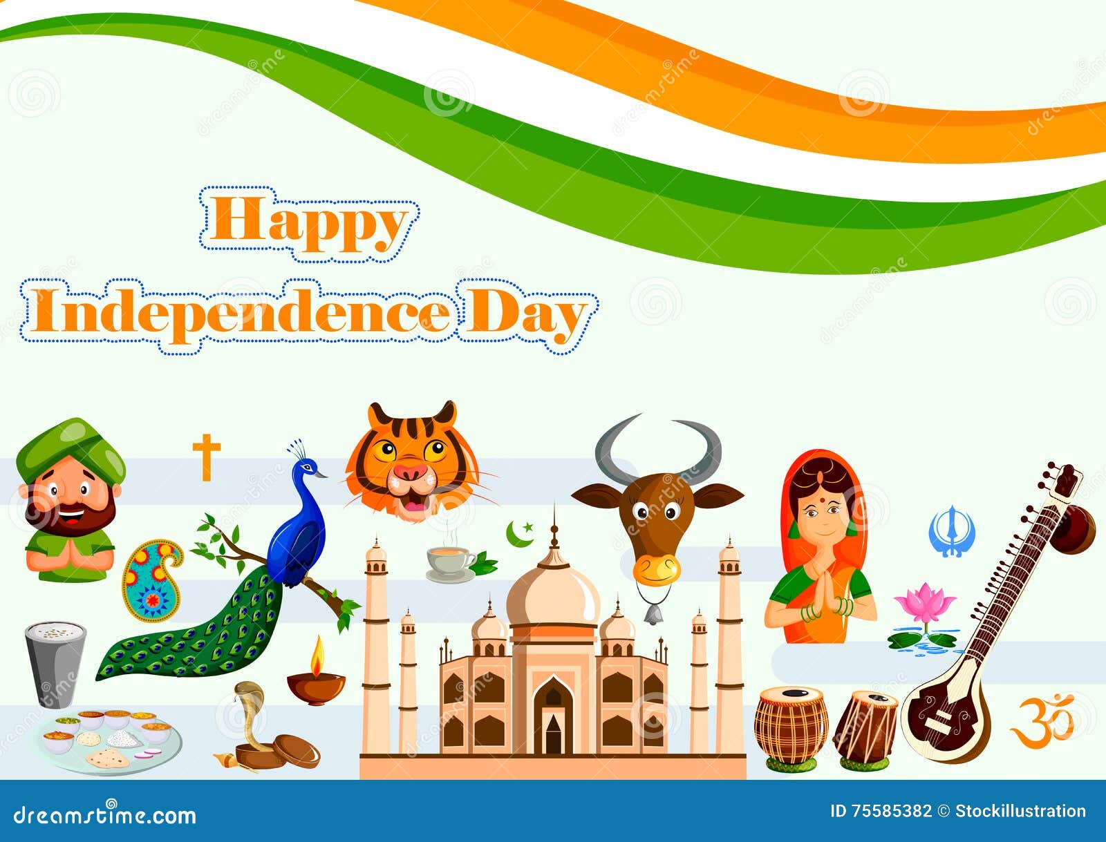 Happy Independence Day of India Stock Vector - Illustration of nation ...