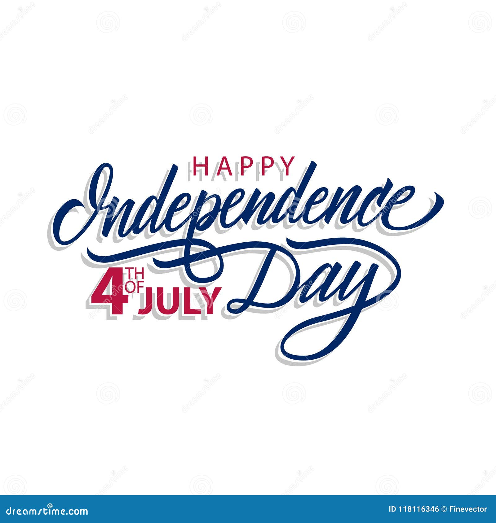 happy independence day, 4th of july calligraphic lettering  celebrate card template.