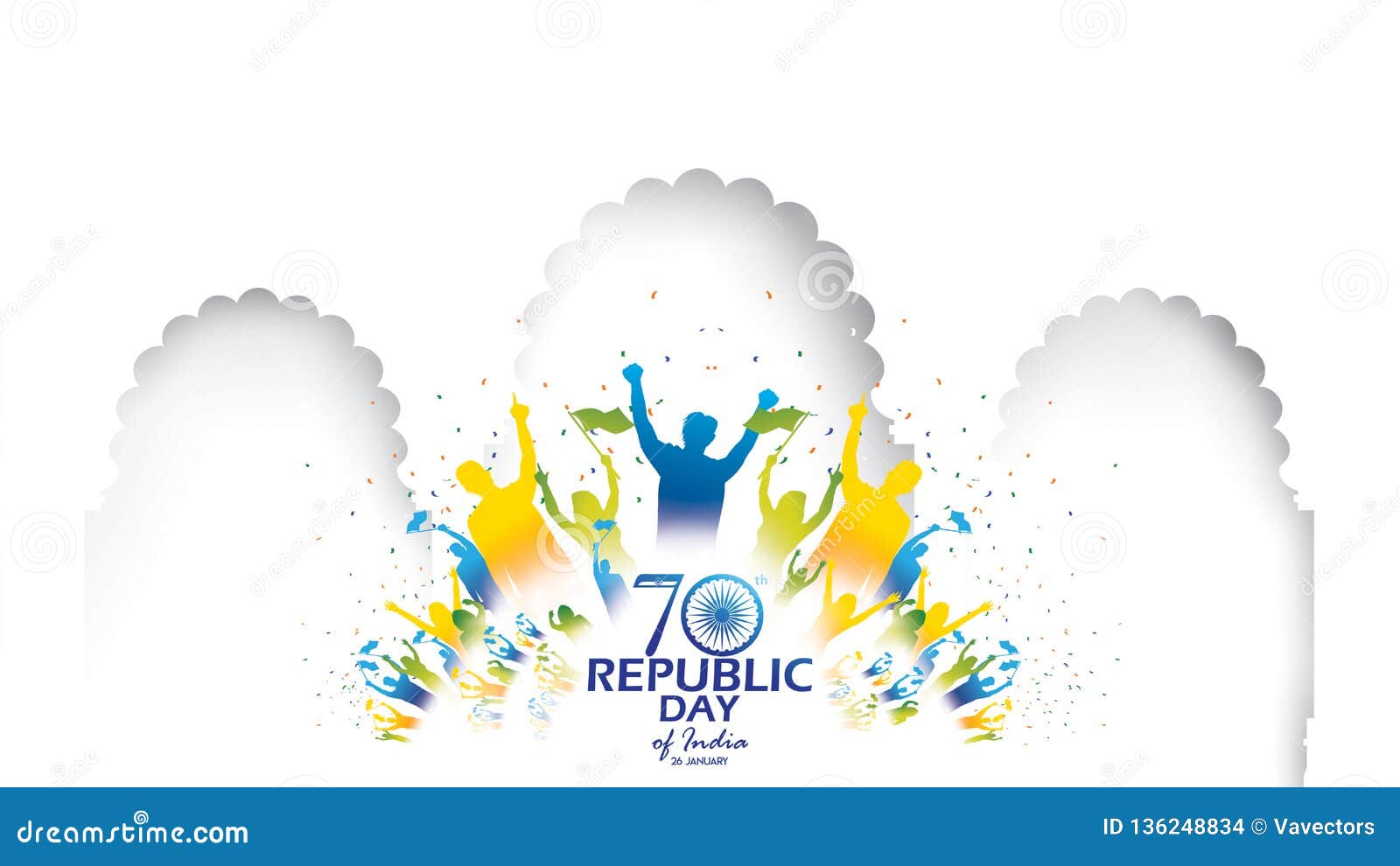 Happy Indian Republic Day Vector Illustration or Background for 26 January  Celebration Poster or Banner Background Vector Stock Vector - Illustration  of blue, group: 136248834