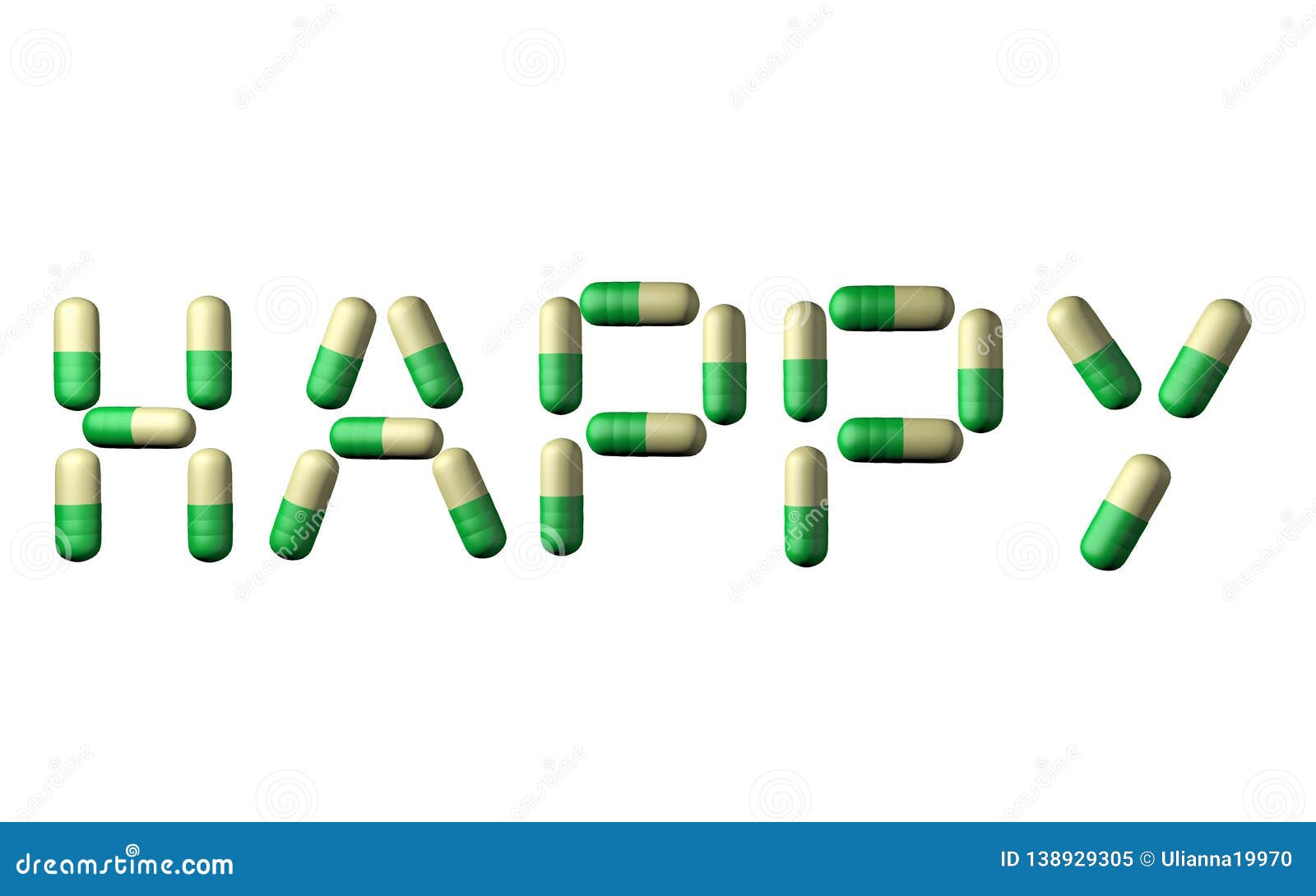 happy inscription from depression pills 3d 