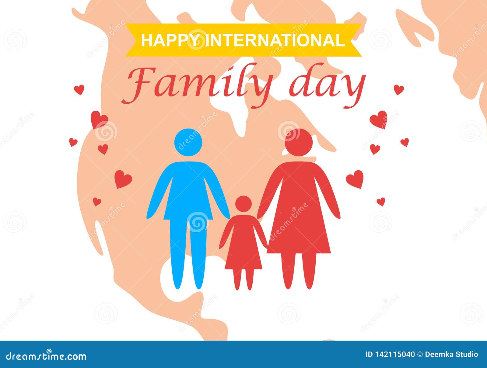 Happy International Family Day Logo Vector Stock Illustration