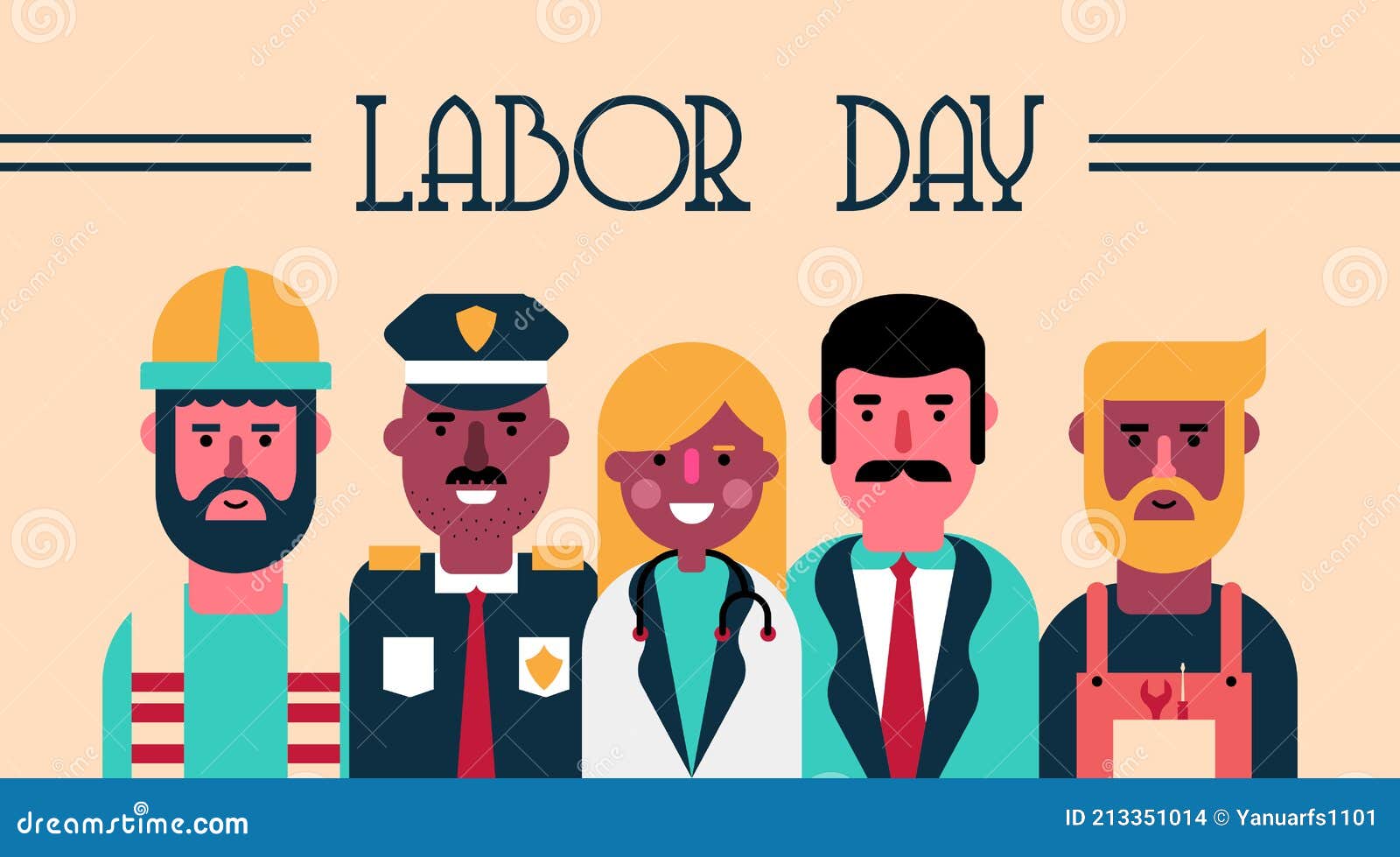 Happy International Labor Day Illustration with Labor Chartoon