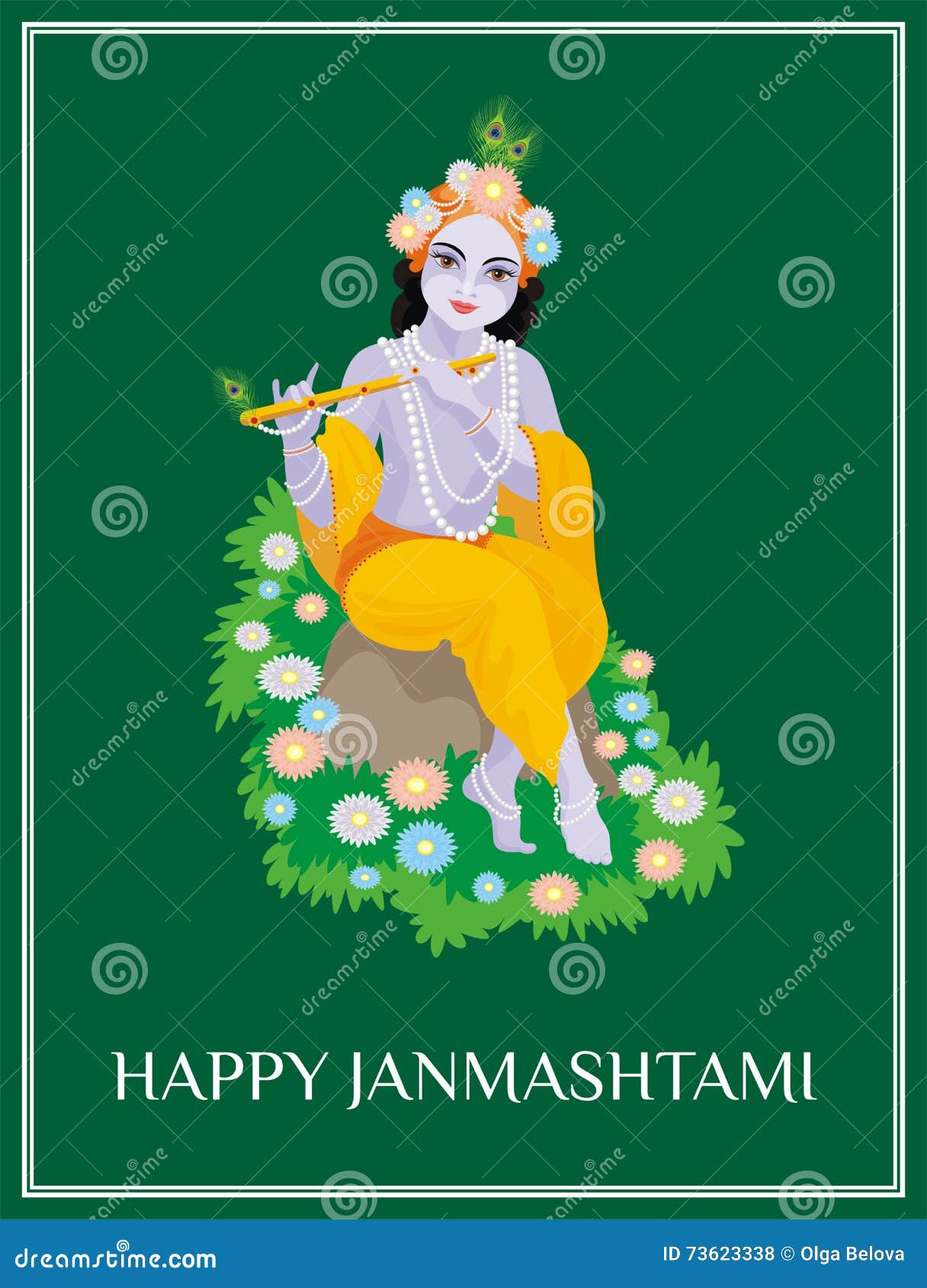 Happy Janmashtami Greeting Card Stock Vector - Illustration of ...