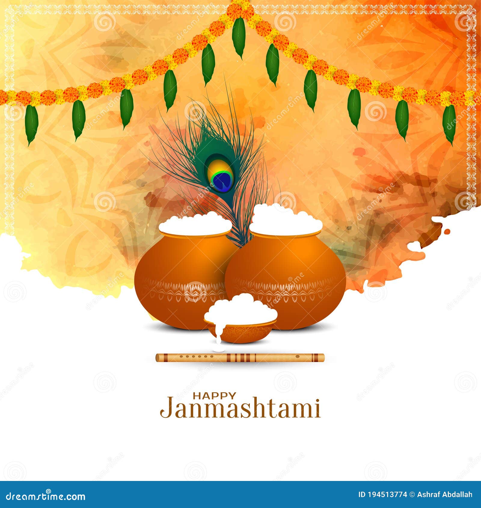 Happy Janmashtami Indian Festival Stylish Background Stock Vector -  Illustration of indian, hindu: 194513774