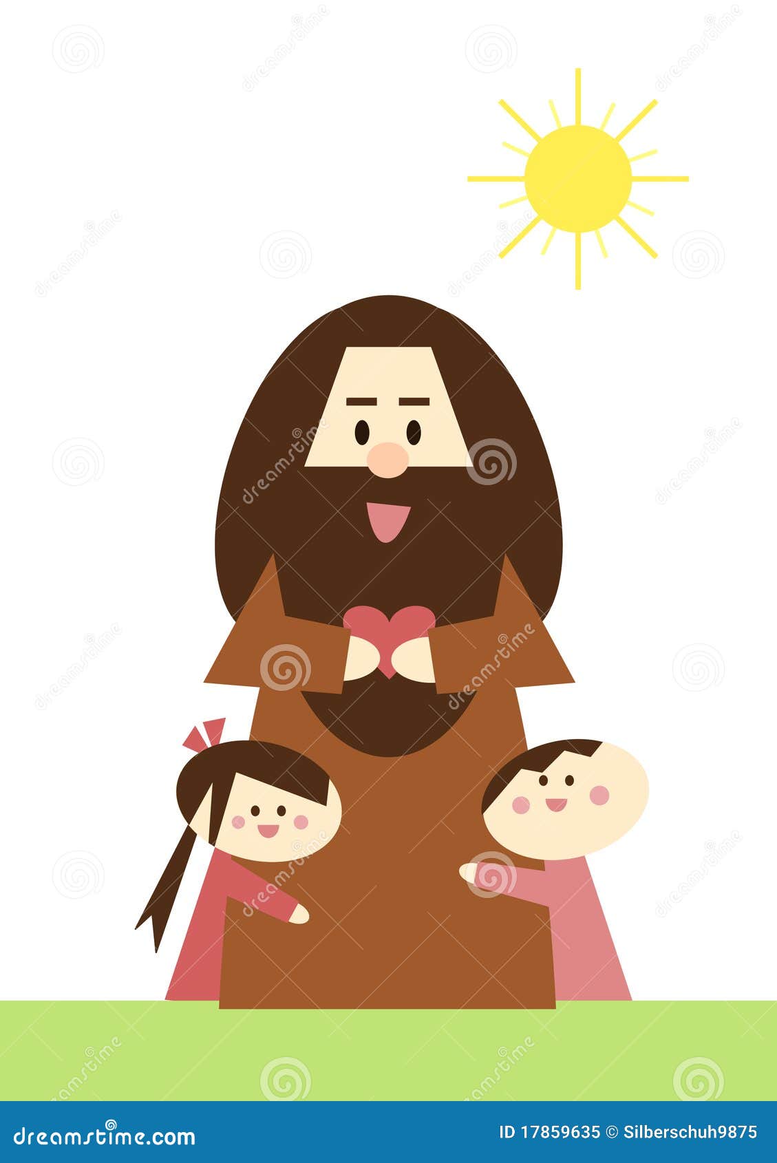 Happy Jesus with children stock illustration. Illustration of ...