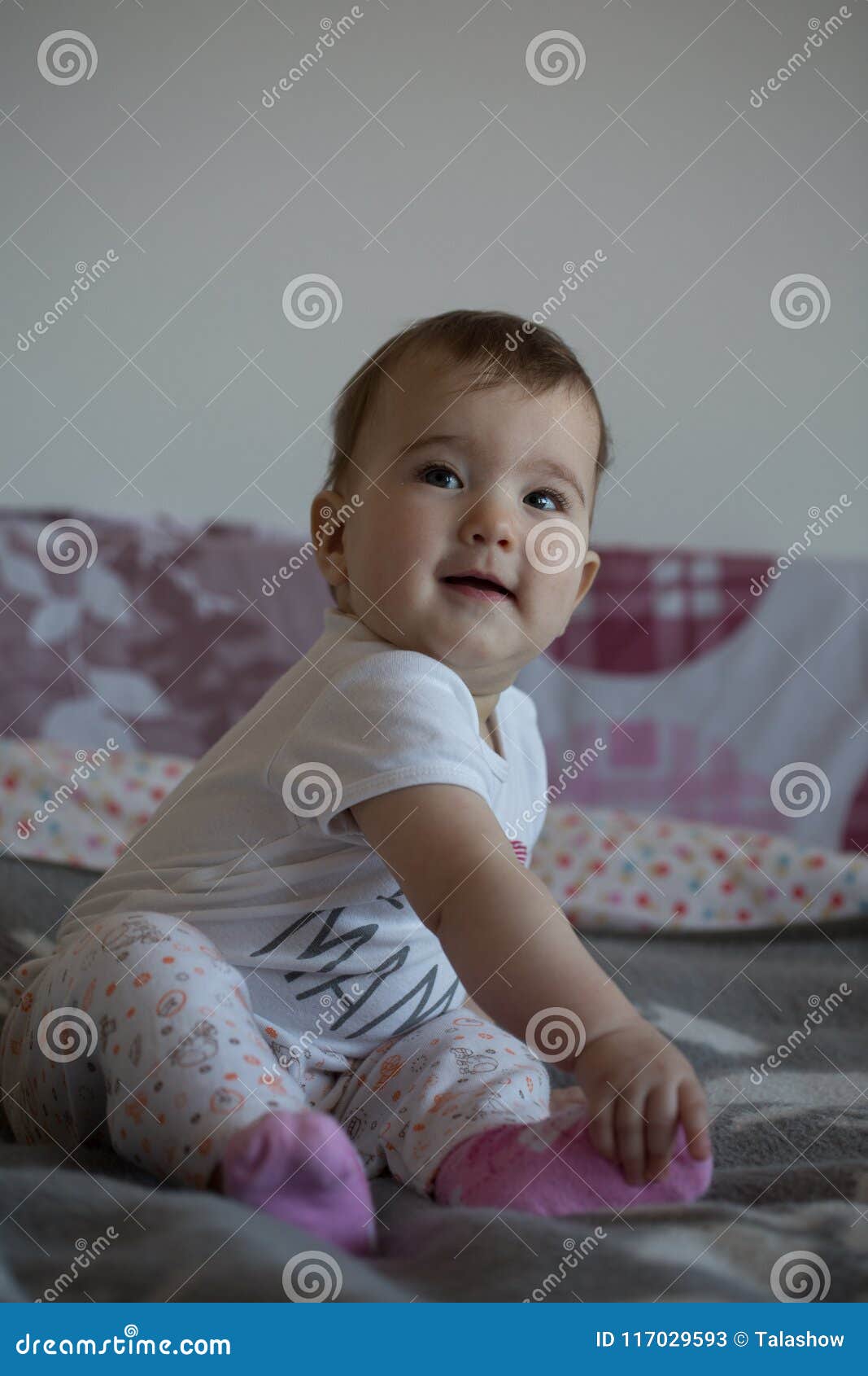 Happy and Joyful Little Baby on the Couch Stock Image Image of context, weekend 117029593
