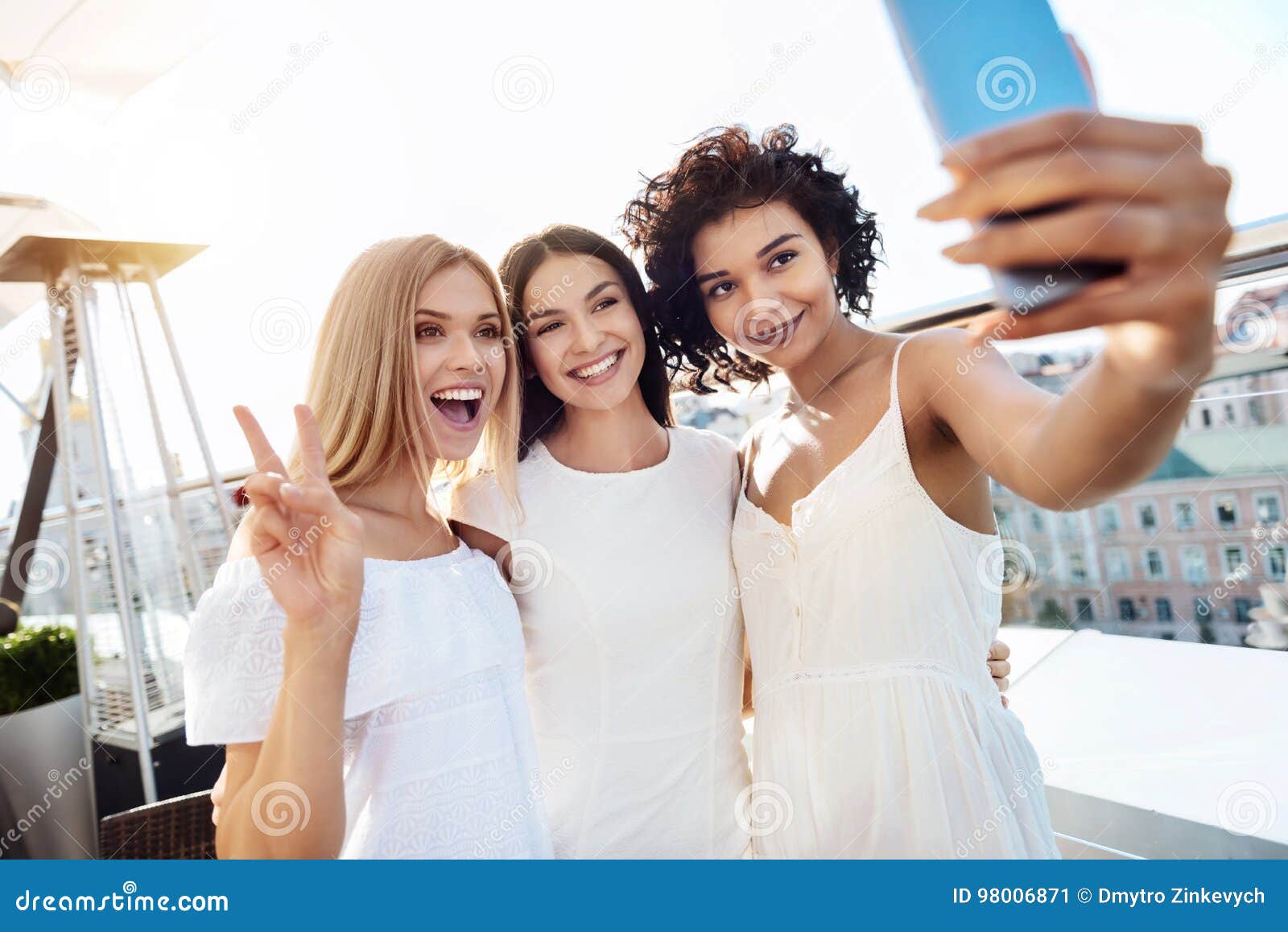 Happy Joyful Women Posing for a Photo Stock Image - Image of femininity ...