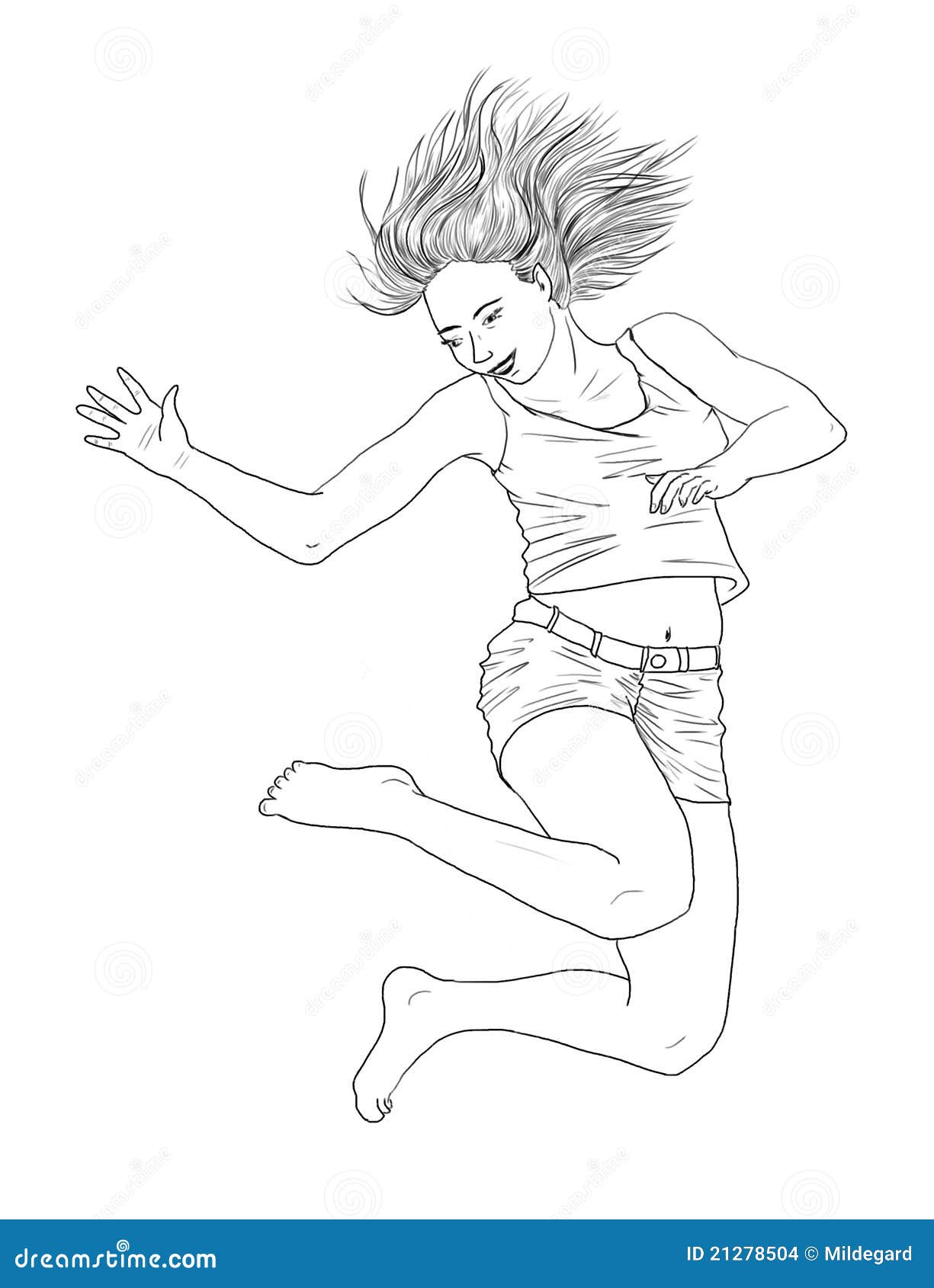 Happy jumping girl stock illustration. Illustration of drawings - 21278504