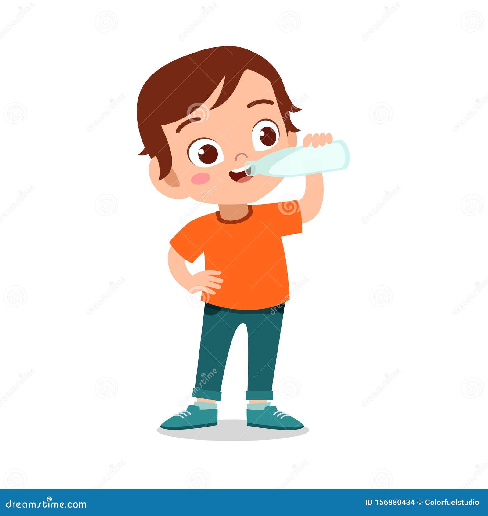 Happy Kid Drink Milk Illustration Stock Illustration - Illustration of  face, children: 156880434