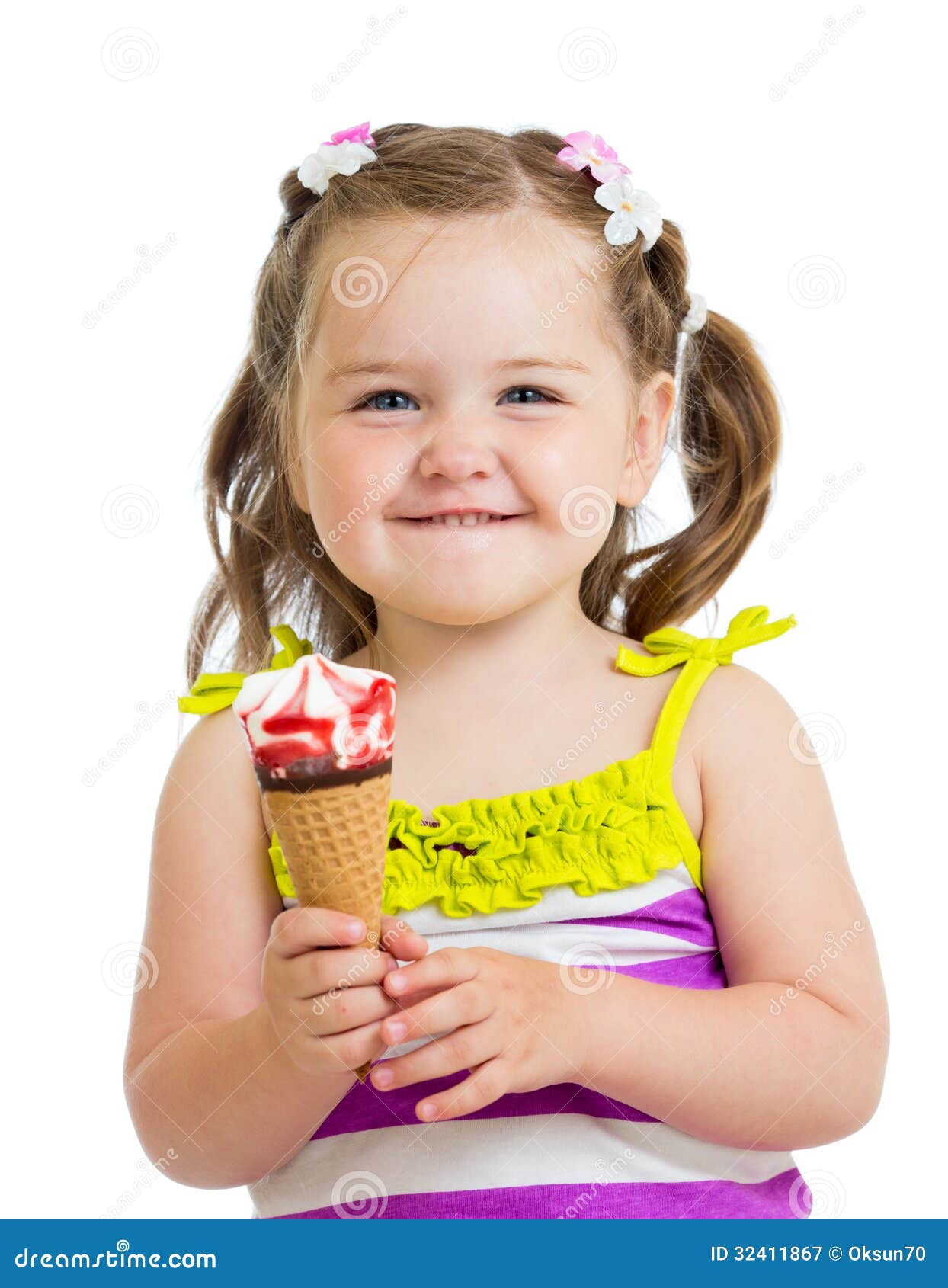 Happy Kid Eating Ice Cream Isolated Stock Image Image of happy, eyes