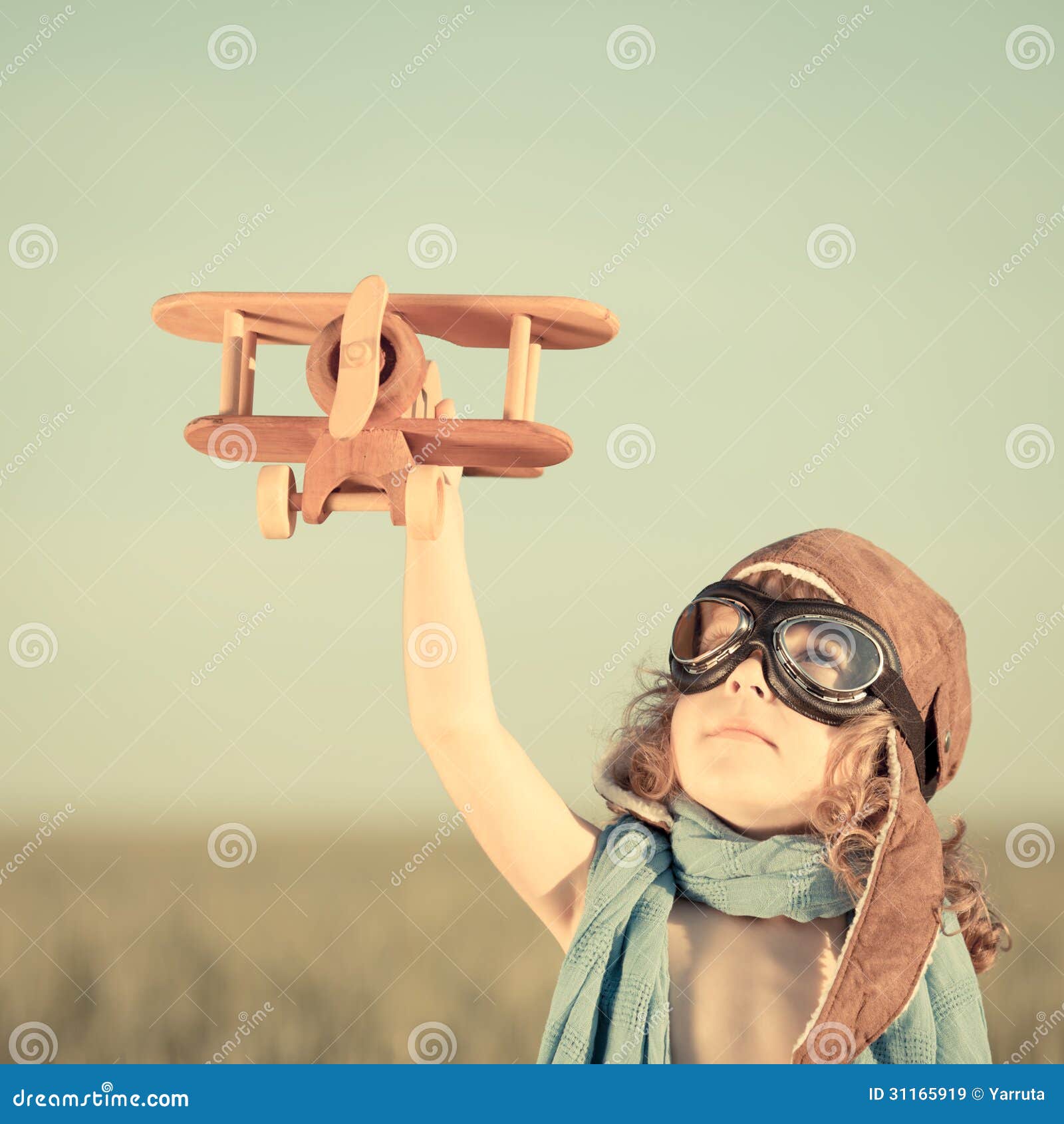 Happy Kid Playing With Toy Airplane Royalty Free Stock Images Image