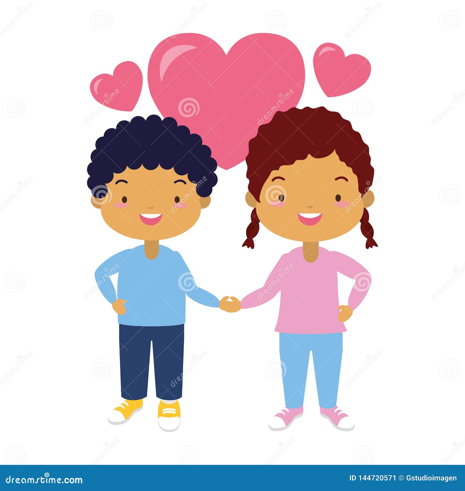 Happy kids with hearts stock vector. Illustration of beautiful - 144720571