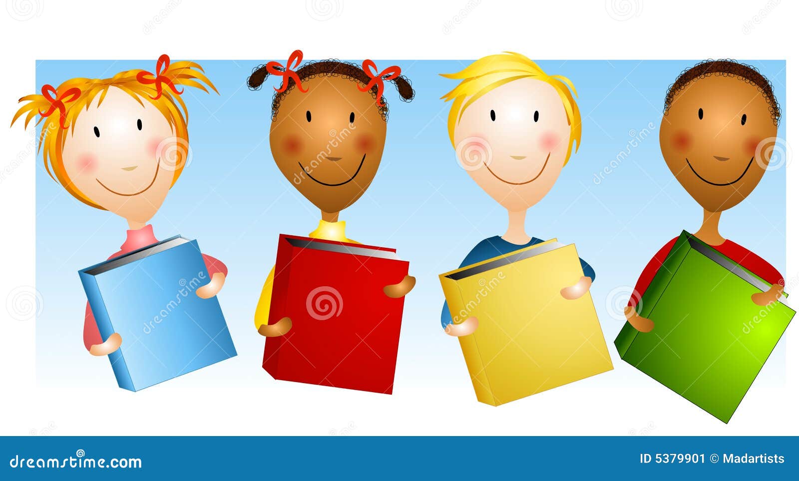 Happy Kids Holding Books Stock Image - Image: 5379901