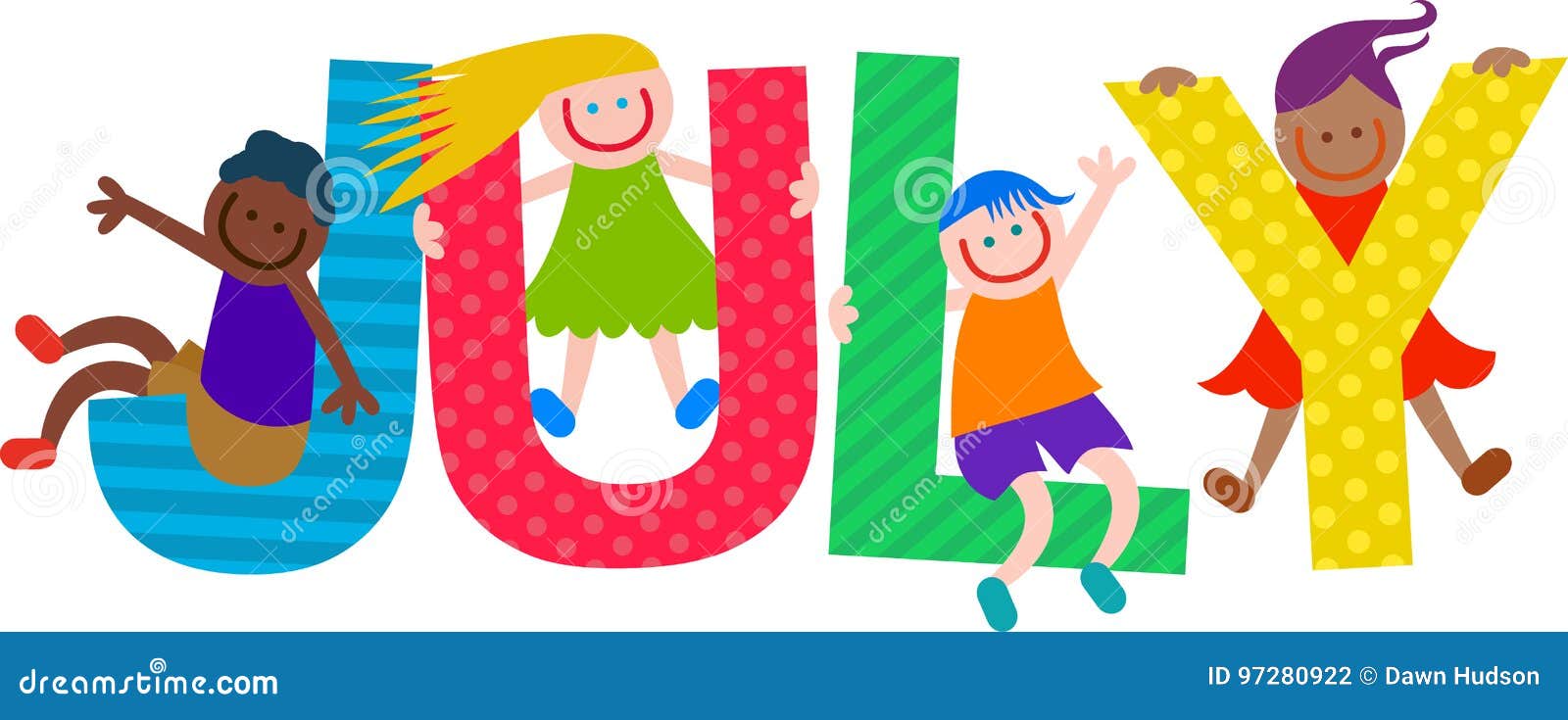 Happy Kids July Text stock illustration. Illustration of school - 97280922
