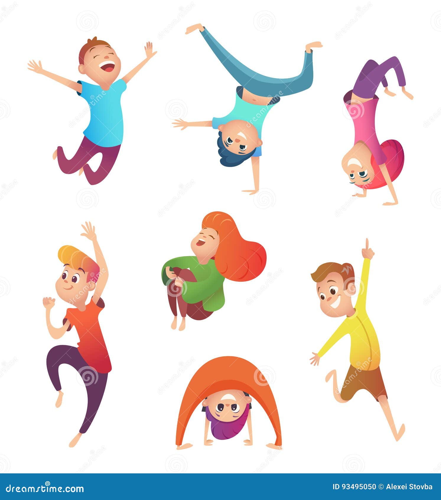 Happy Kids in Motion. Children in Different Poses and Action. Cartoon Character Design. Stock Vector - Illustration of little, jump: 93495050 Happy Kids in Motion. Children in Different Poses and Action. Cartoon Character Design. Stock Vector - Illustration of little, jump: 93495050