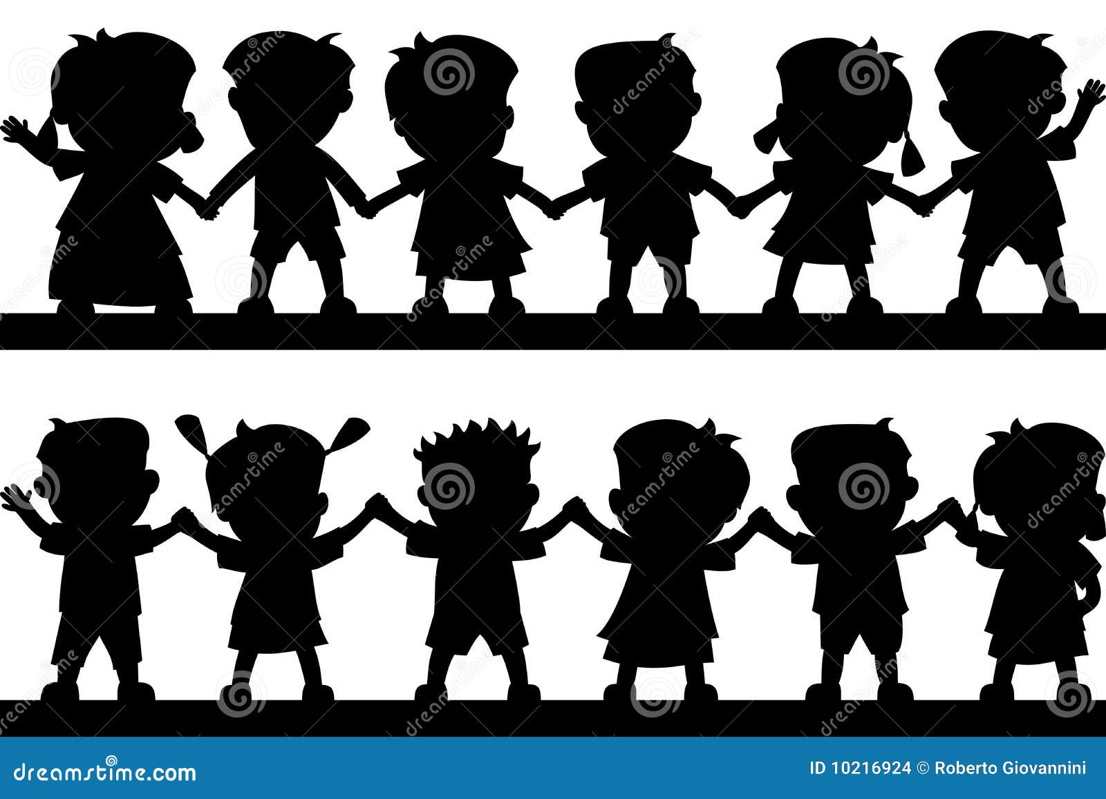 happy kids silhouettes