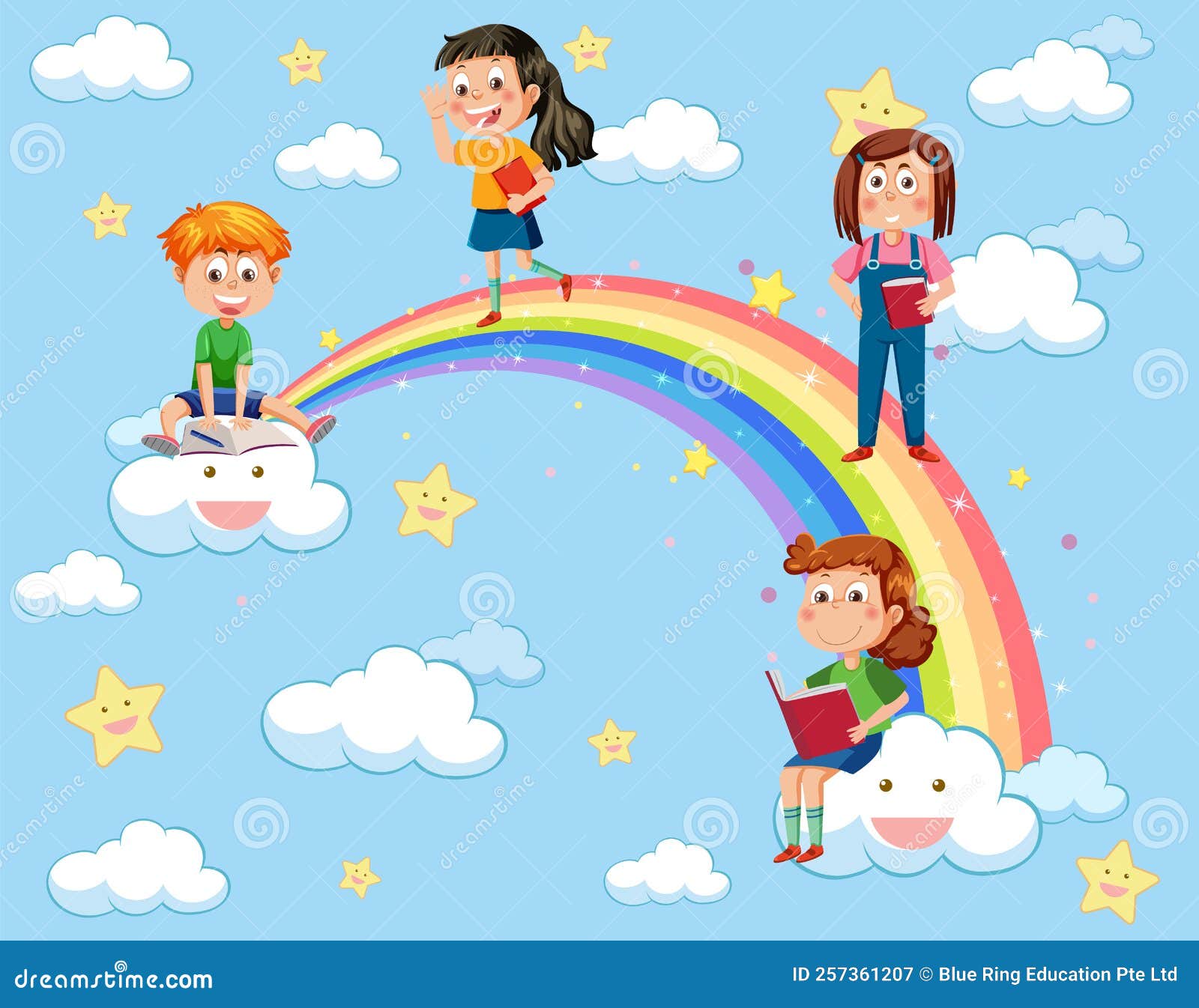 Happy Kids Kinderteppich Rainbow Creme - 100% Polypropylen, Rutschfest & Schadstoffgeprüft