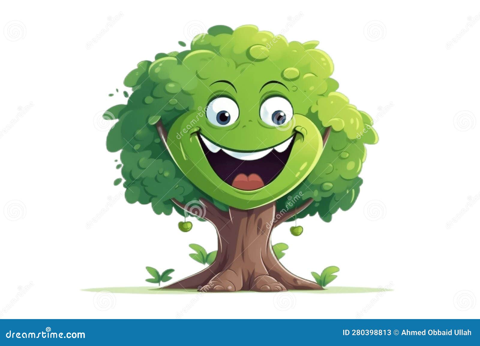 Happy Kind Tree Cartoon Character Isolated Illustration on Transparent