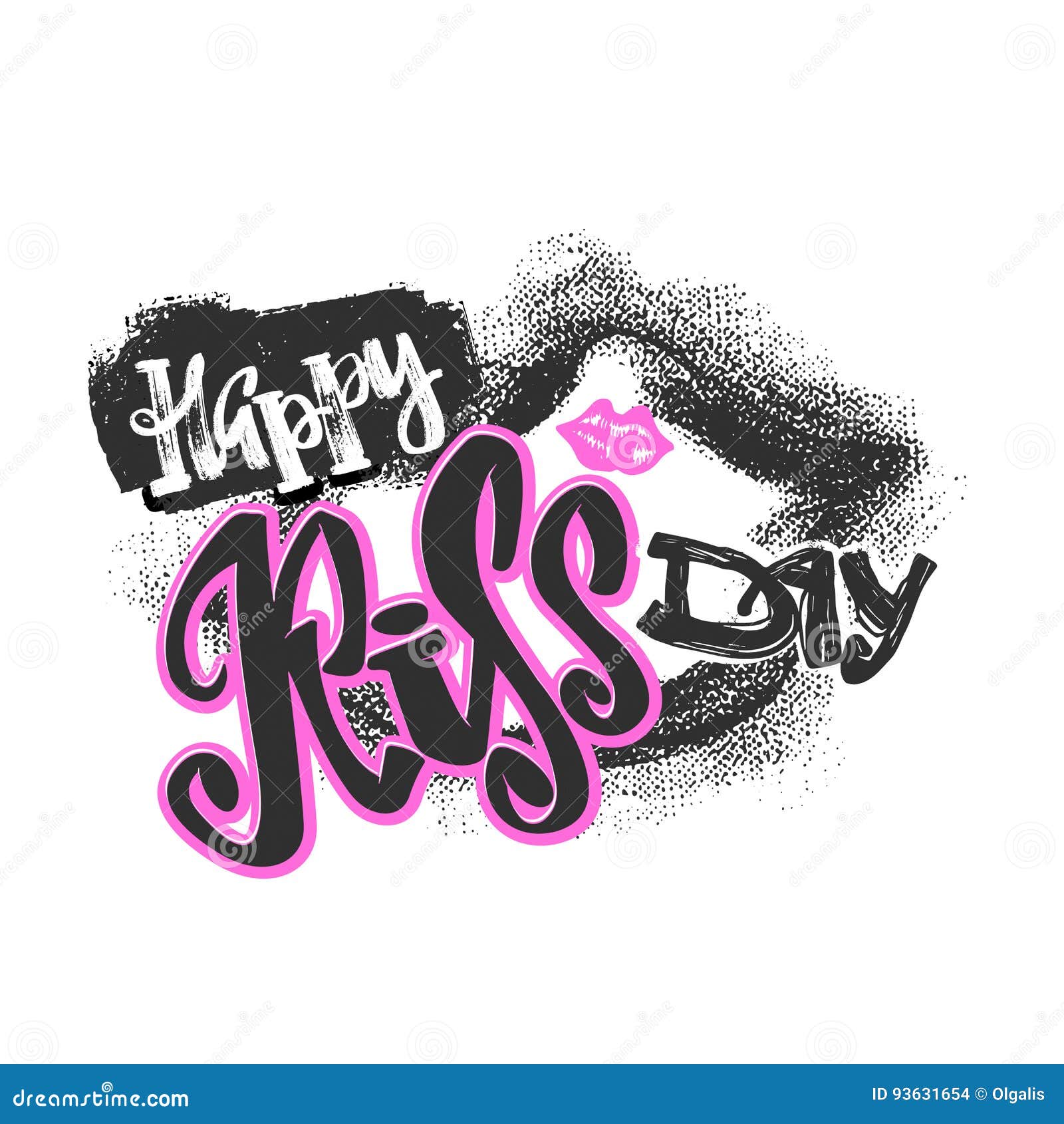Happy Kiss Day Calligraphic Lettering Poster. Stock Vector ...