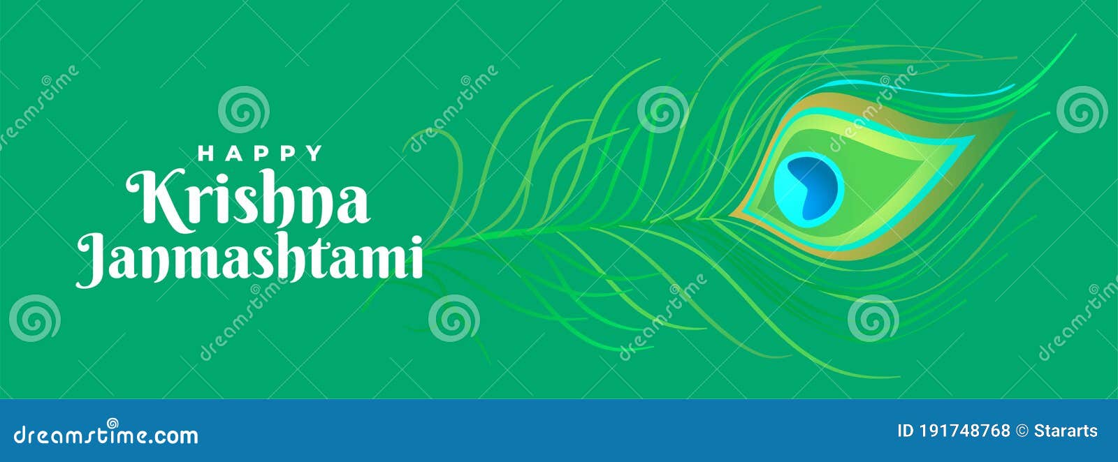 Happy Krishna Janmashtami Peacock Feather Beautiful Banner Design ...