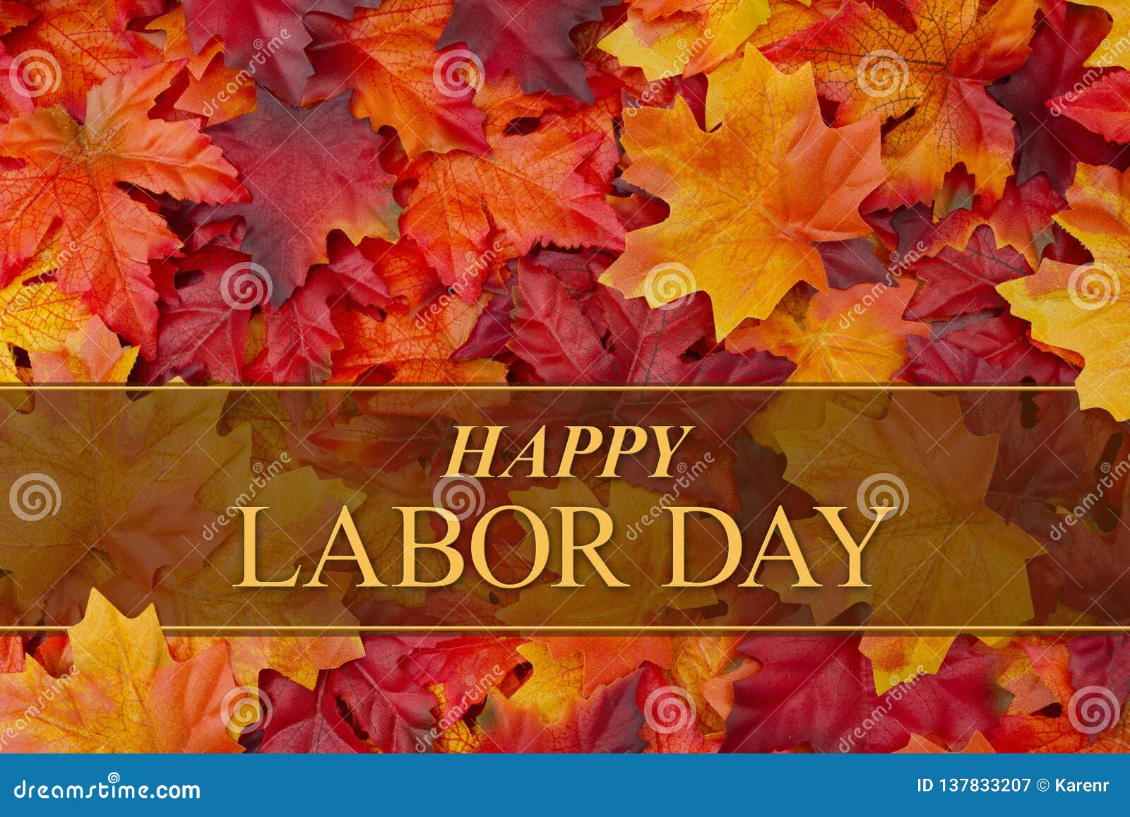 Happy Labor Day greeting with fall leaves