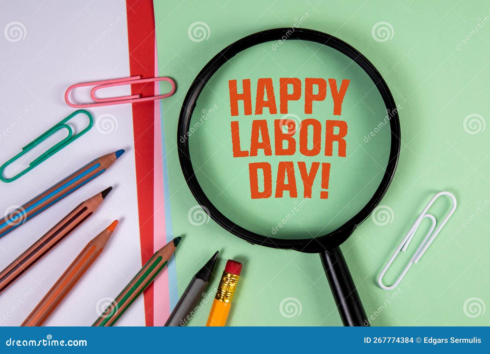 Happy Labor Day. Office Items on the Desk Stock Photo Image of