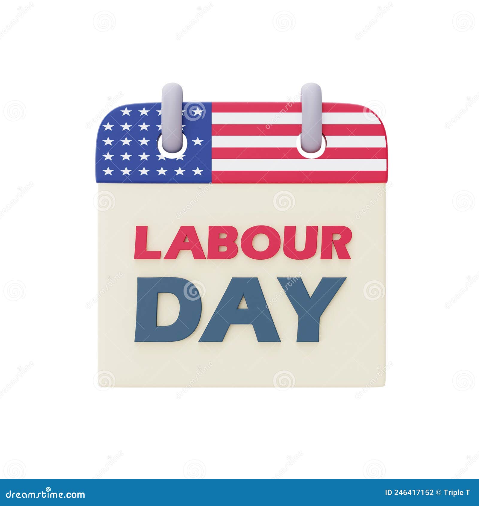 Happy Labour Day,calendar with American Flag,3d Rendering Stock