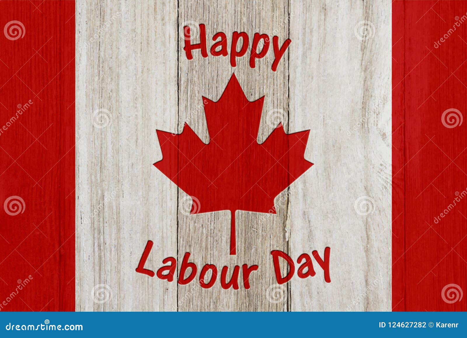 Happy Labour Day Canada on Weathered Wood Stock Photo Image of text, words 124627282
