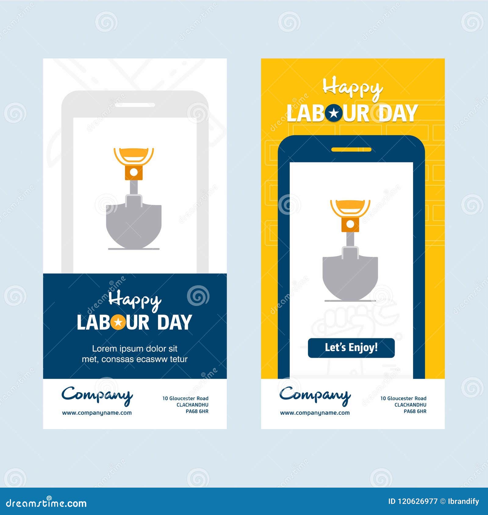 happy labour day  with yellow and blue theme  with l