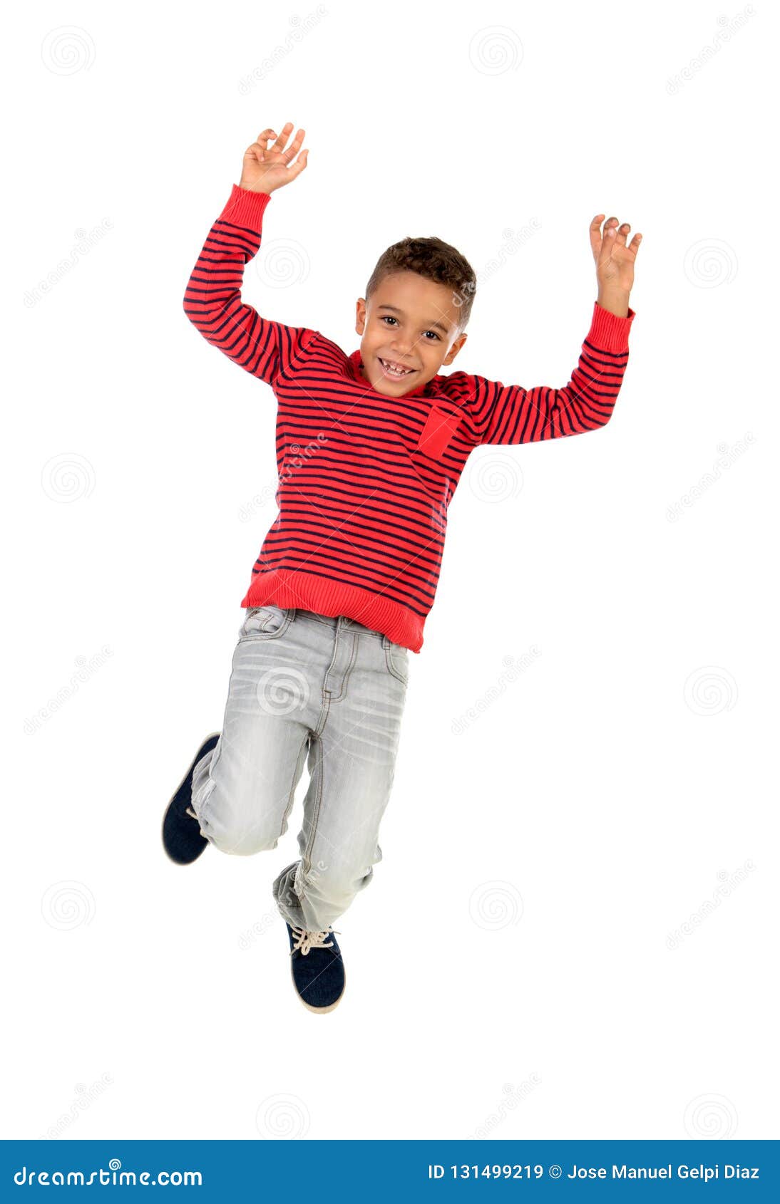 happy latin child jumping 