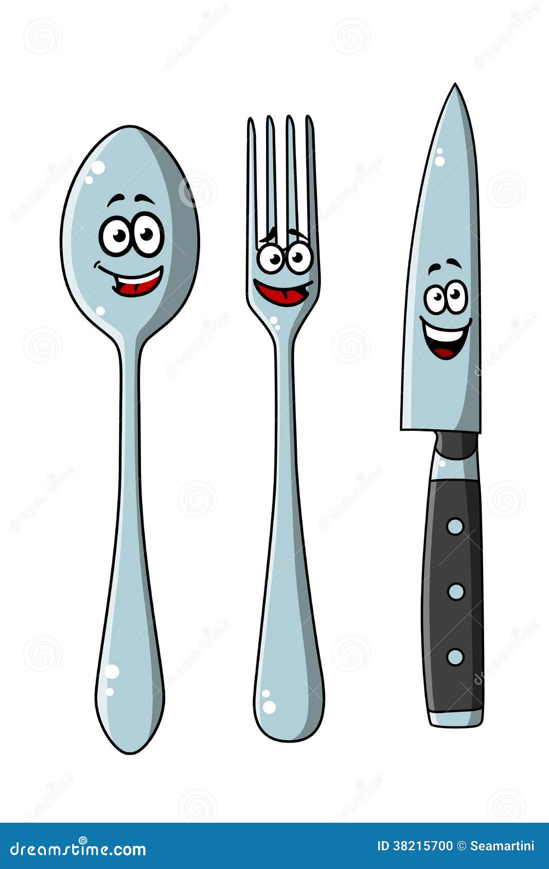 Happy Laughing Cartoon Cutlery Set Stock Vector ...