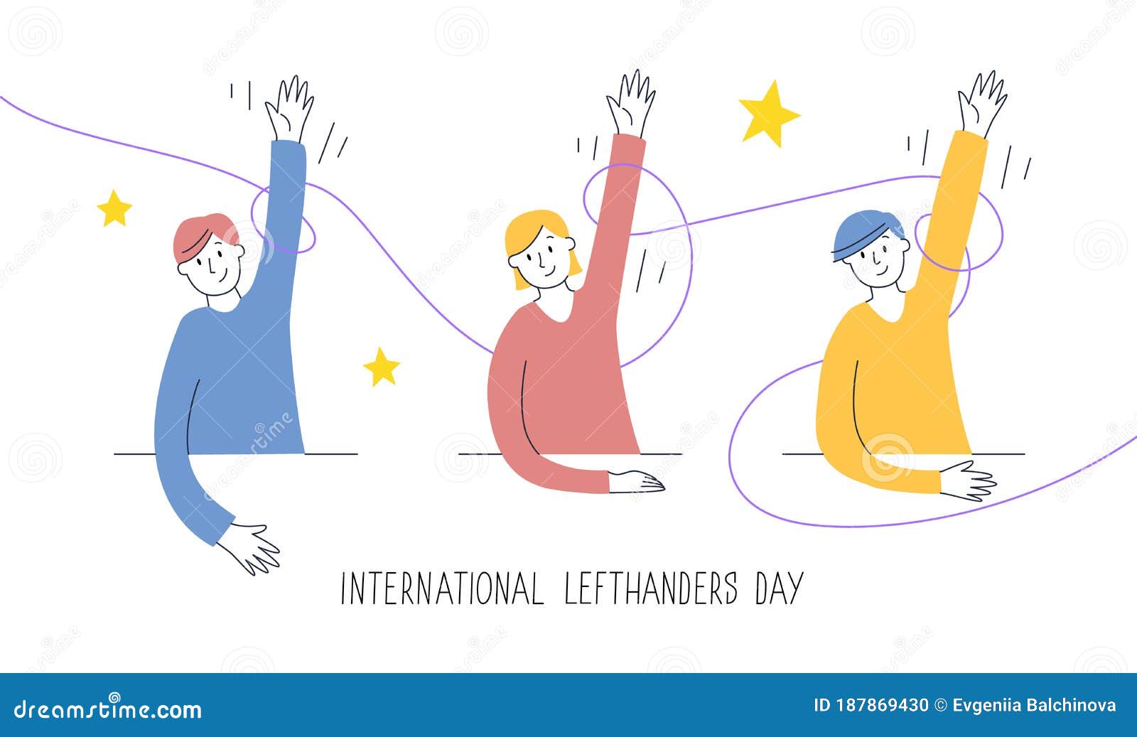happy left-handers day greeting card. congratulate your lefty friend. august 13, international lefthanders day.