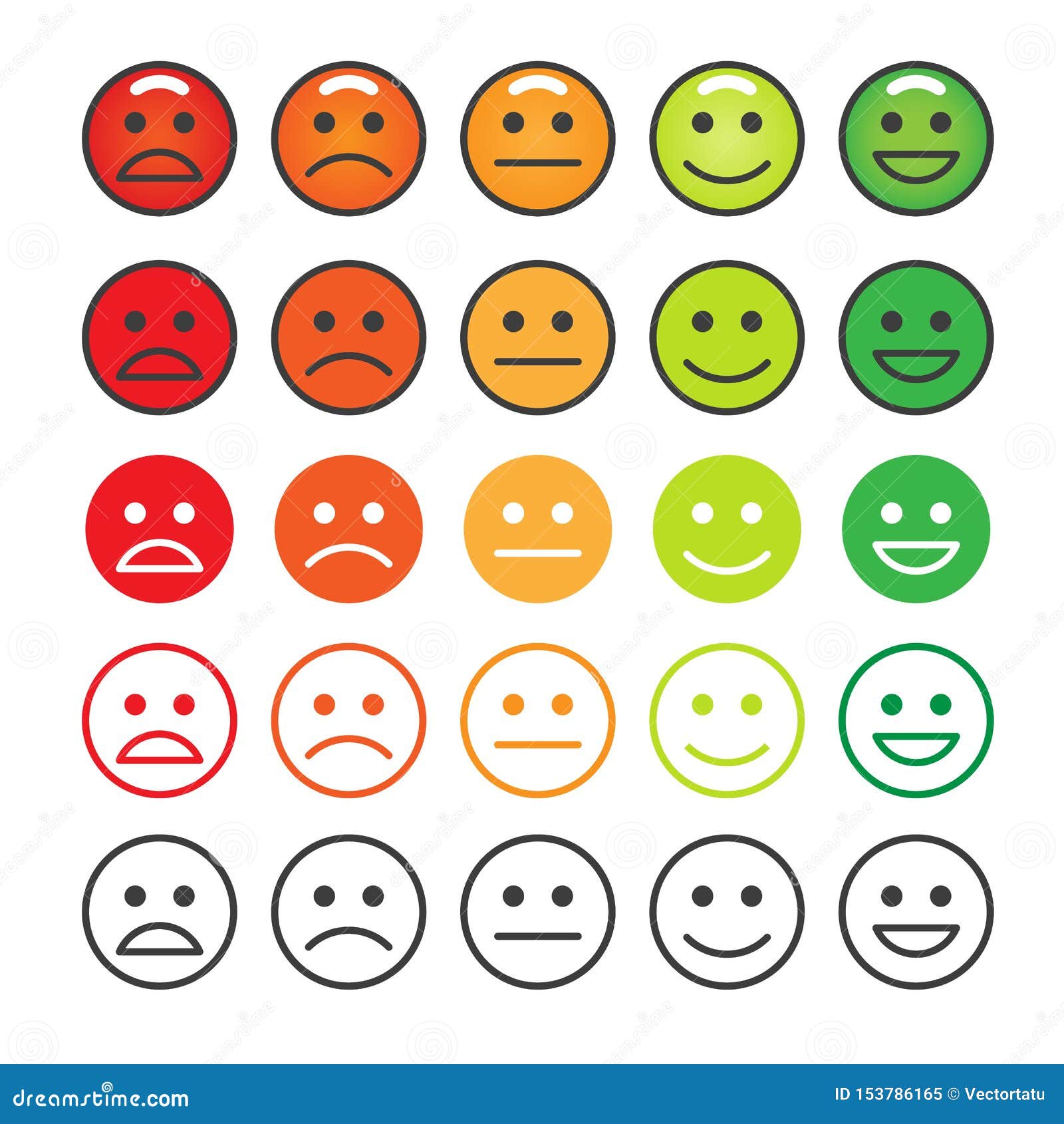 Happy level faces set stock vector. Illustration of feedback - 153786165