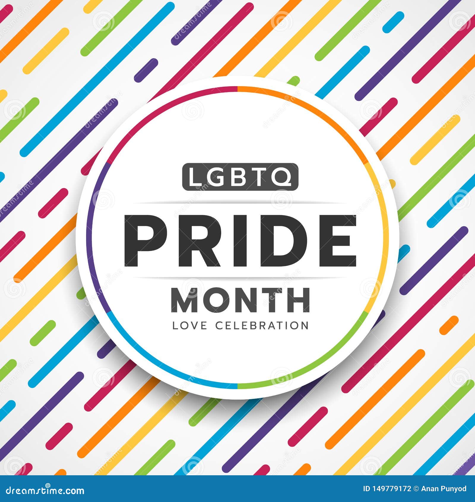 Happy LGBTQ Pride Month Typography Text In Circle Banner ...