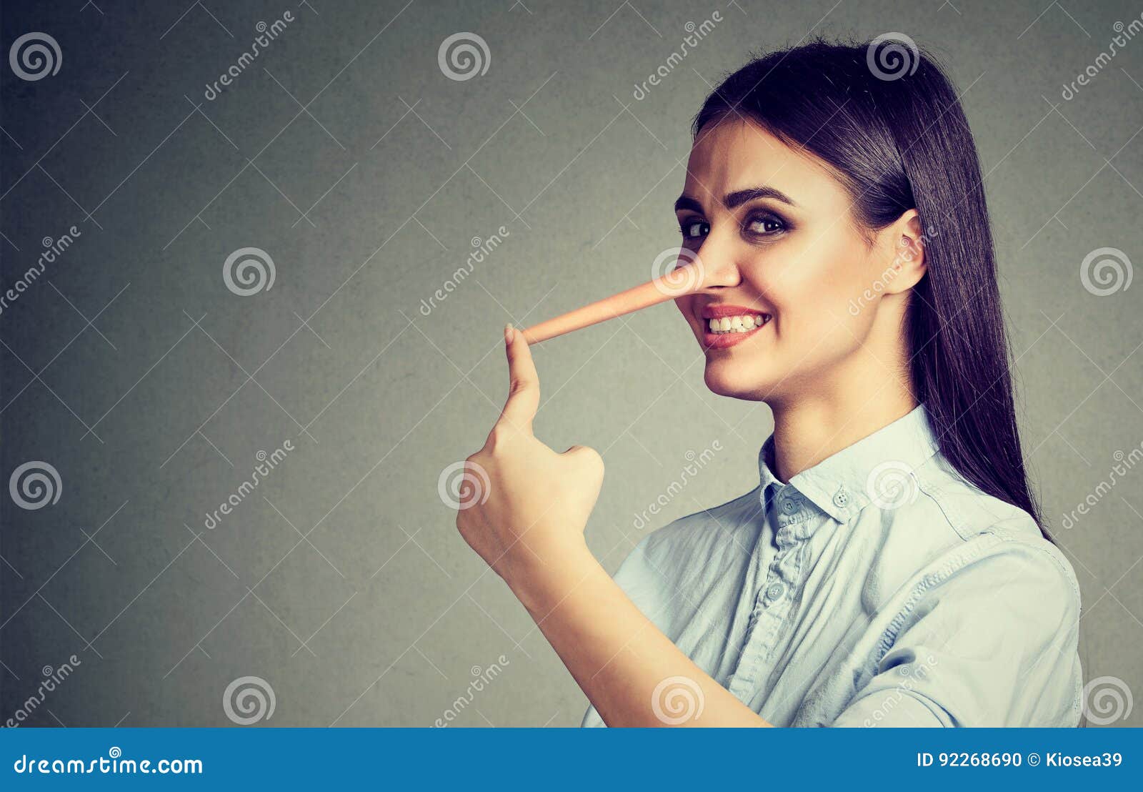 Happy Liar Woman with Long Nose Stock Photo Image of joke, adult