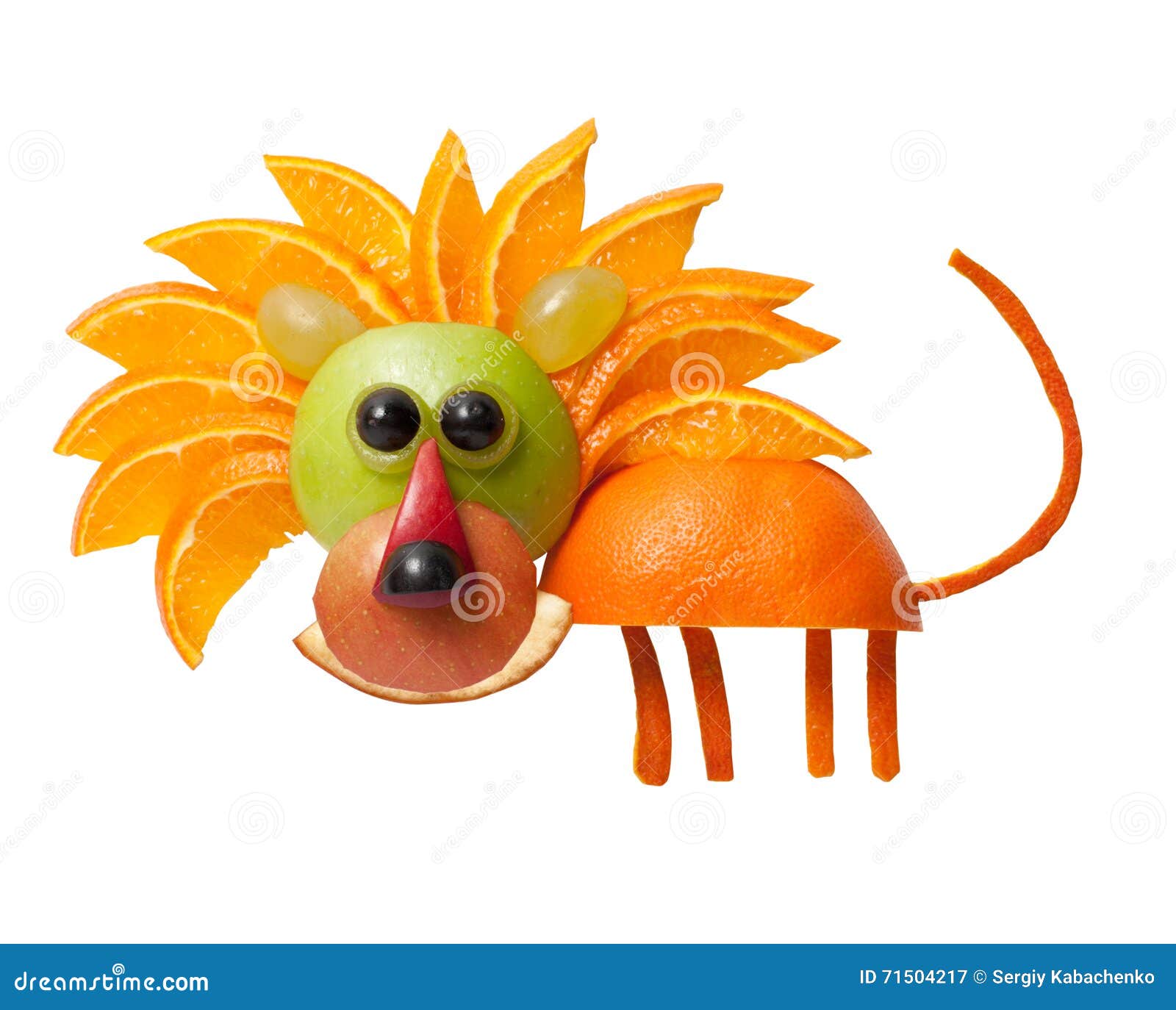 Happy lion made of fruits stock image. Image of isolated 71504217