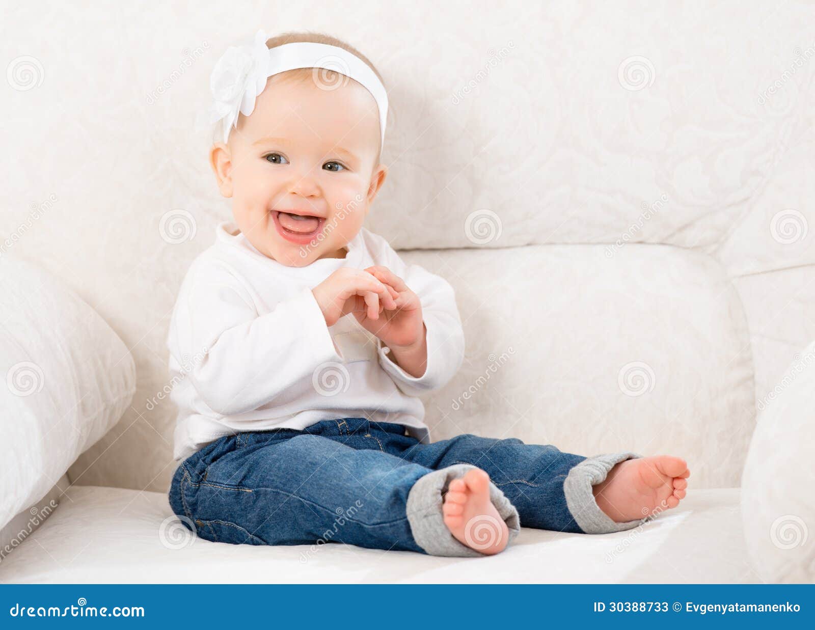 Happy Little Baby Girl In Bright Multicolored Festive ...