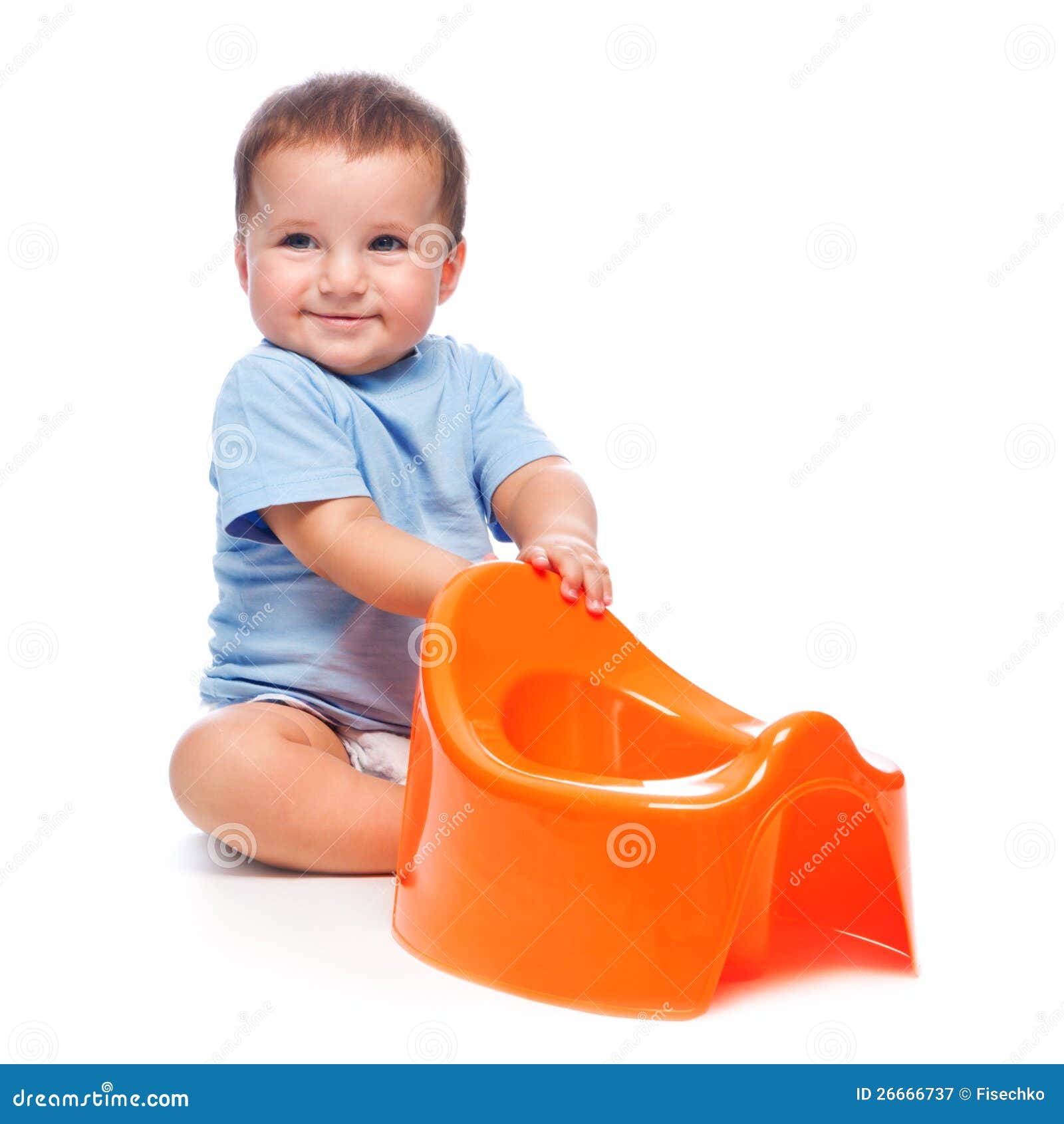 Happy Little Boy with Potty Stock Image Image of color, shot 26666737