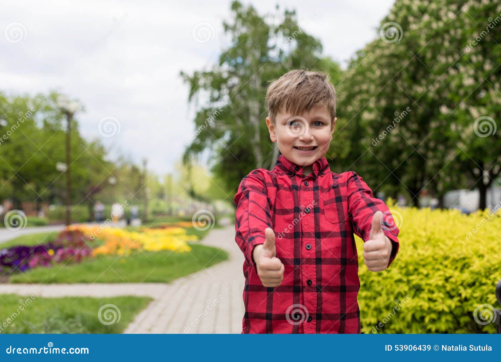 Happy Little Boy in the Red Shirt Stock Image Image of portrait